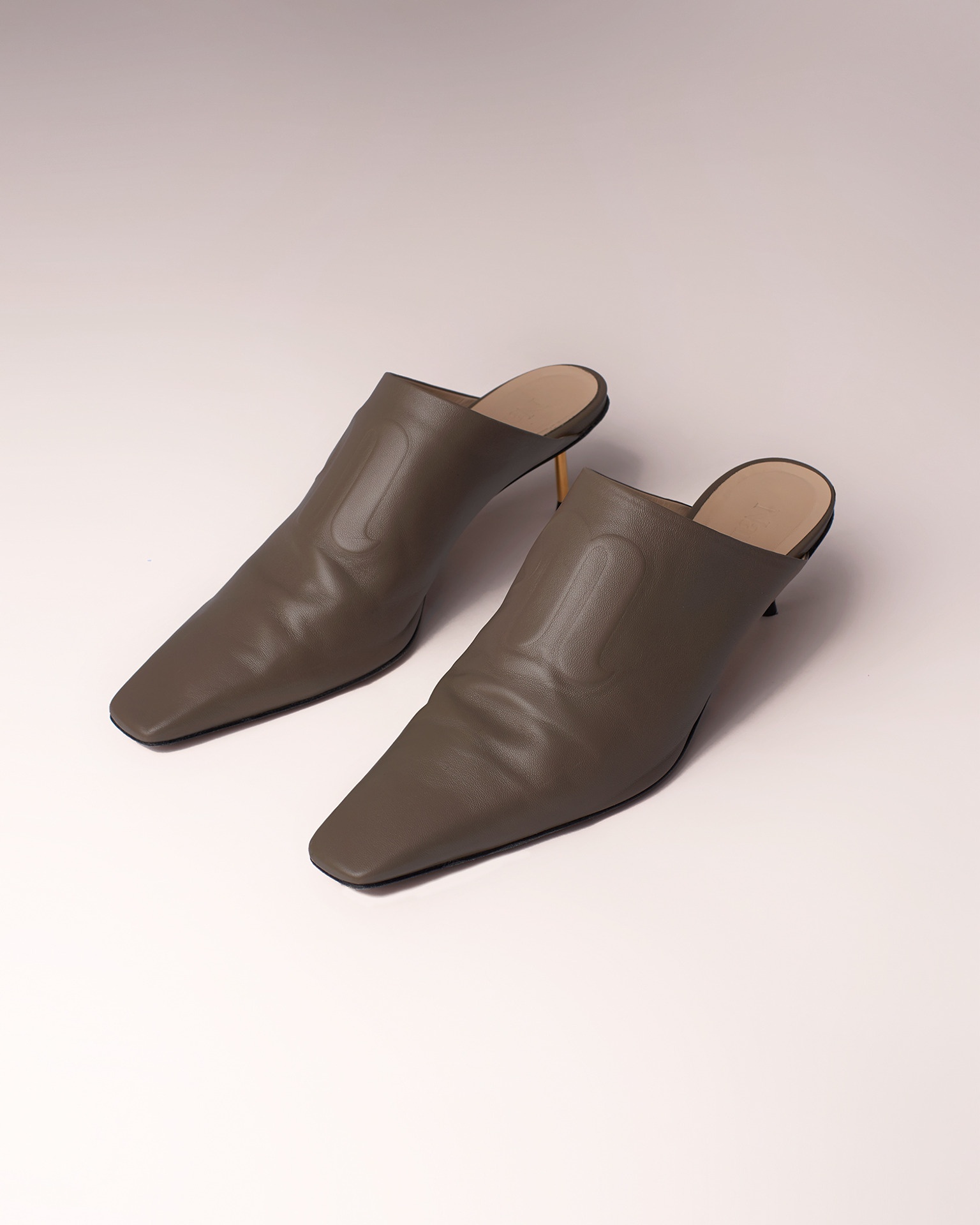 VILMA - Leather mules - Gray - 1