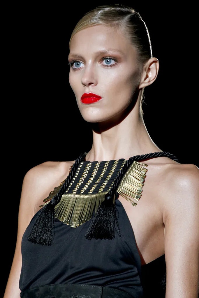 Gucci spring 2011 gold embossed black drop-crotch jumpsuit - 14