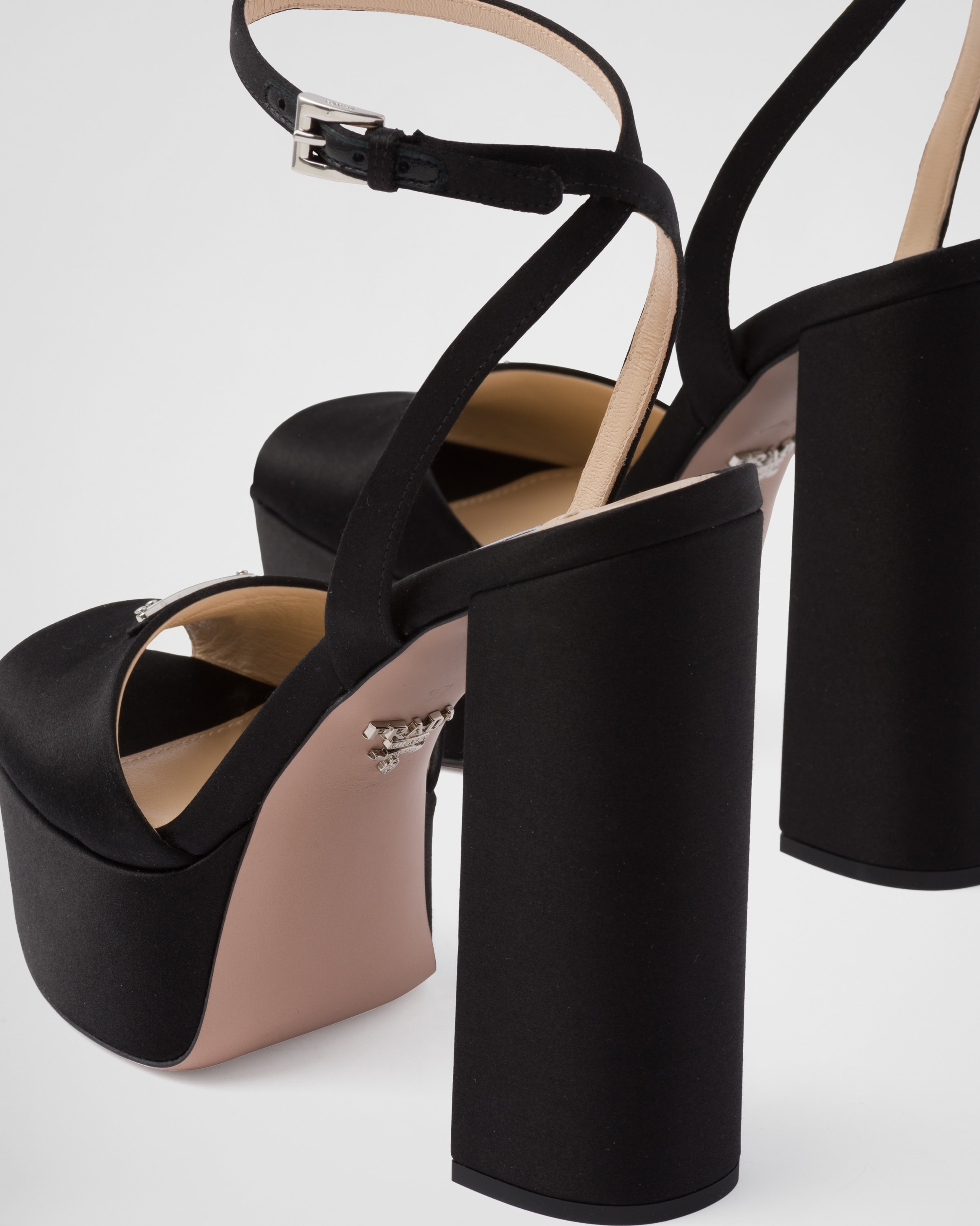 High-heeled satin sandals - 6