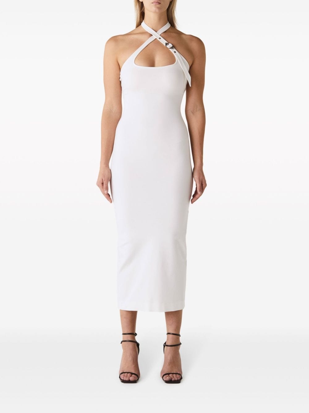 decorative-buckle halterneck dress - 2