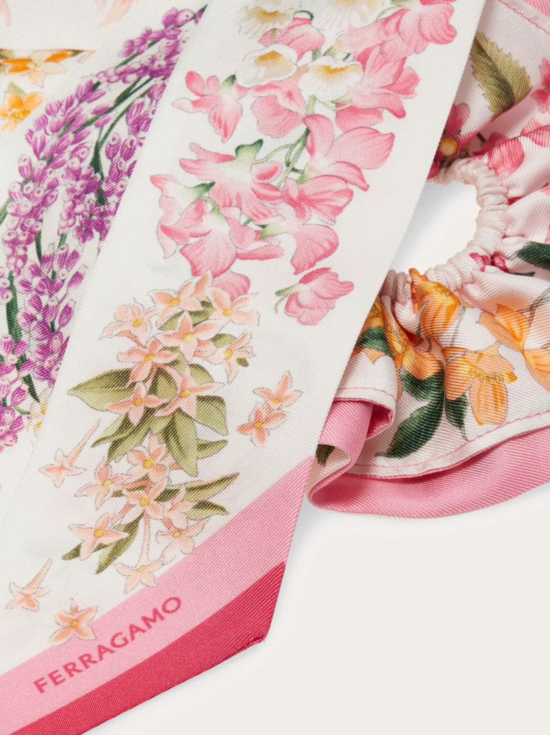 FERRAGAMO Spring print silk scrunchie with mini bandeau outlook