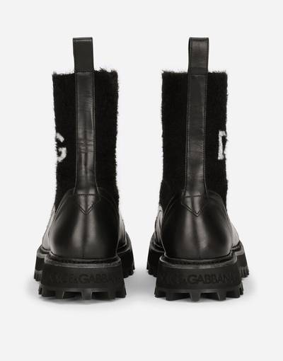 Dolce & Gabbana Horse calfskin ankle boots with branded sock outlook