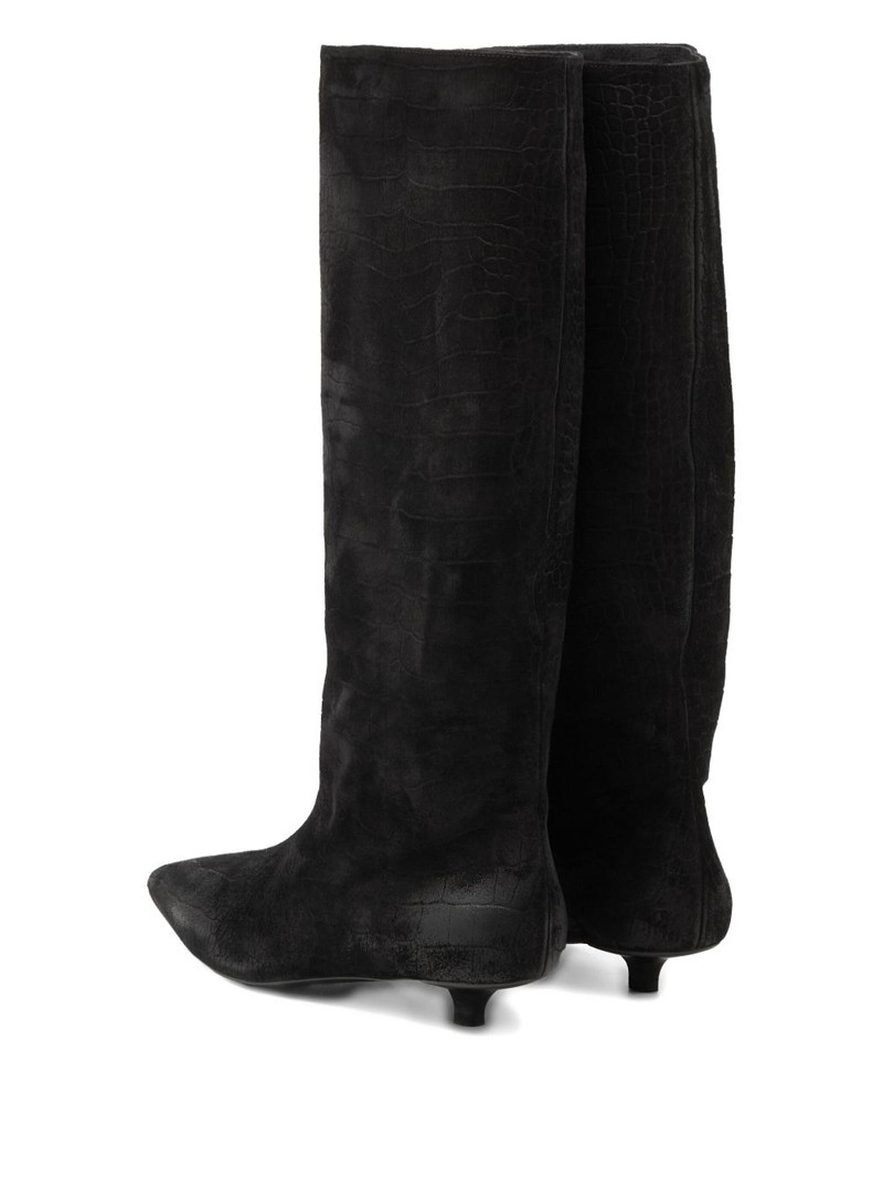 pointed-toe embossed-leather boots 3
