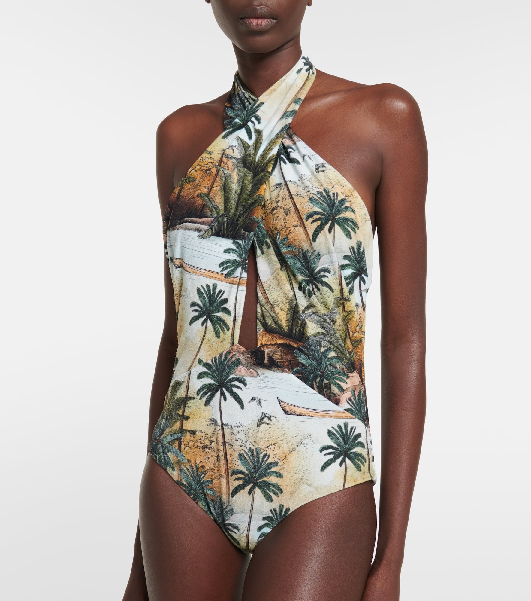 Hidden Paradise printed halterneck swimsuit - 2