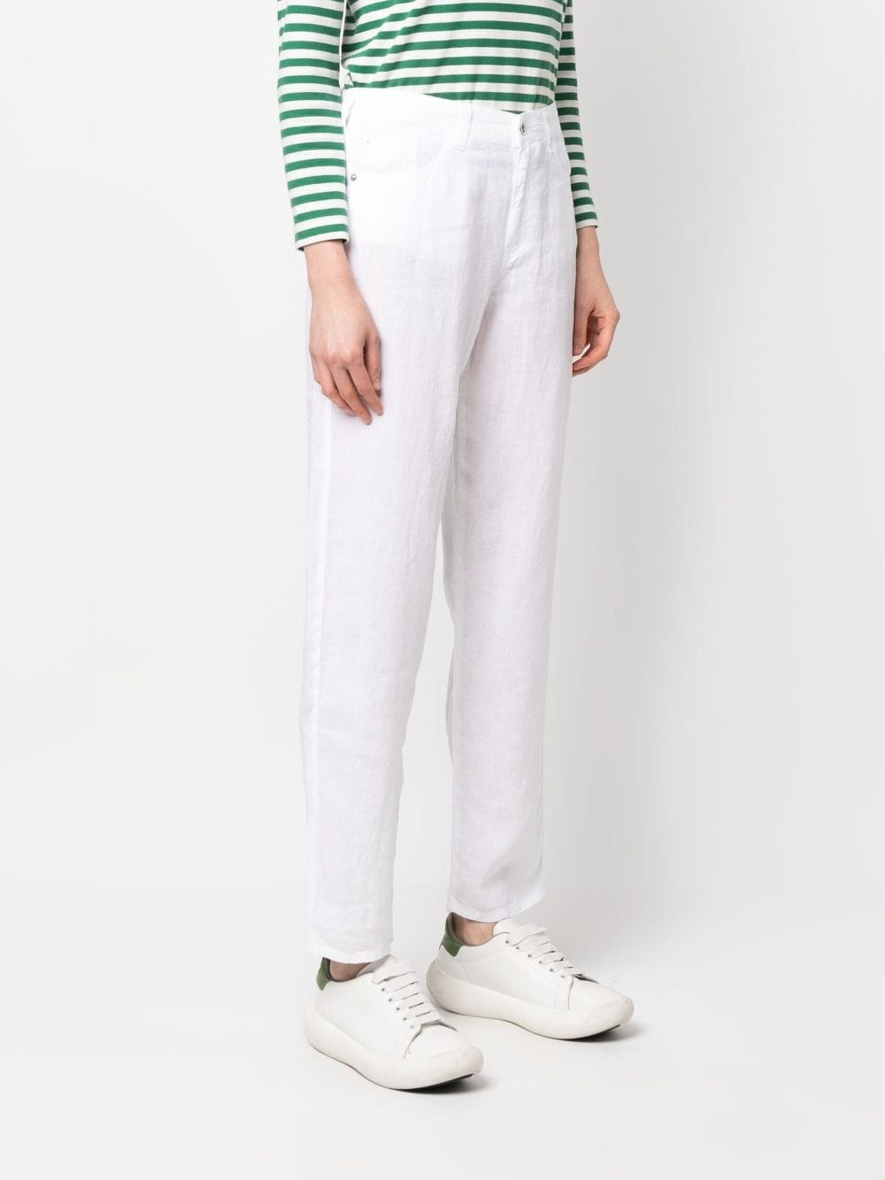 straight-leg linen trousers - 3