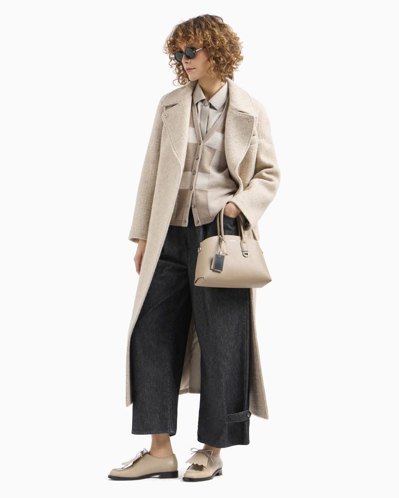 EMPORIO ARMANI Icon long, mélange wool-blend cloth, double-breasted coat outlook