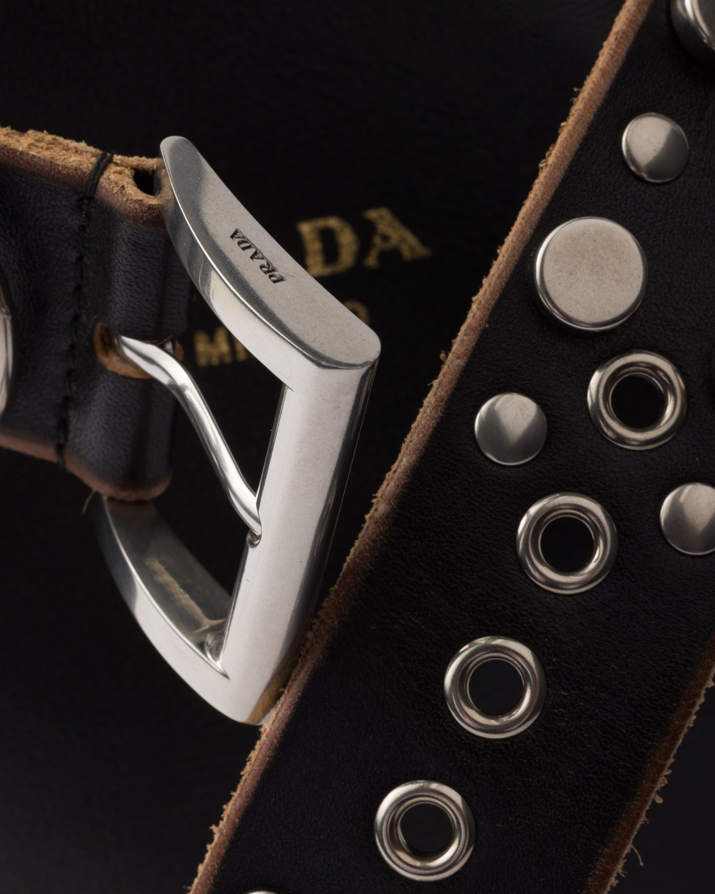 Prada Buckle leather bucket bag with studded belt - 5