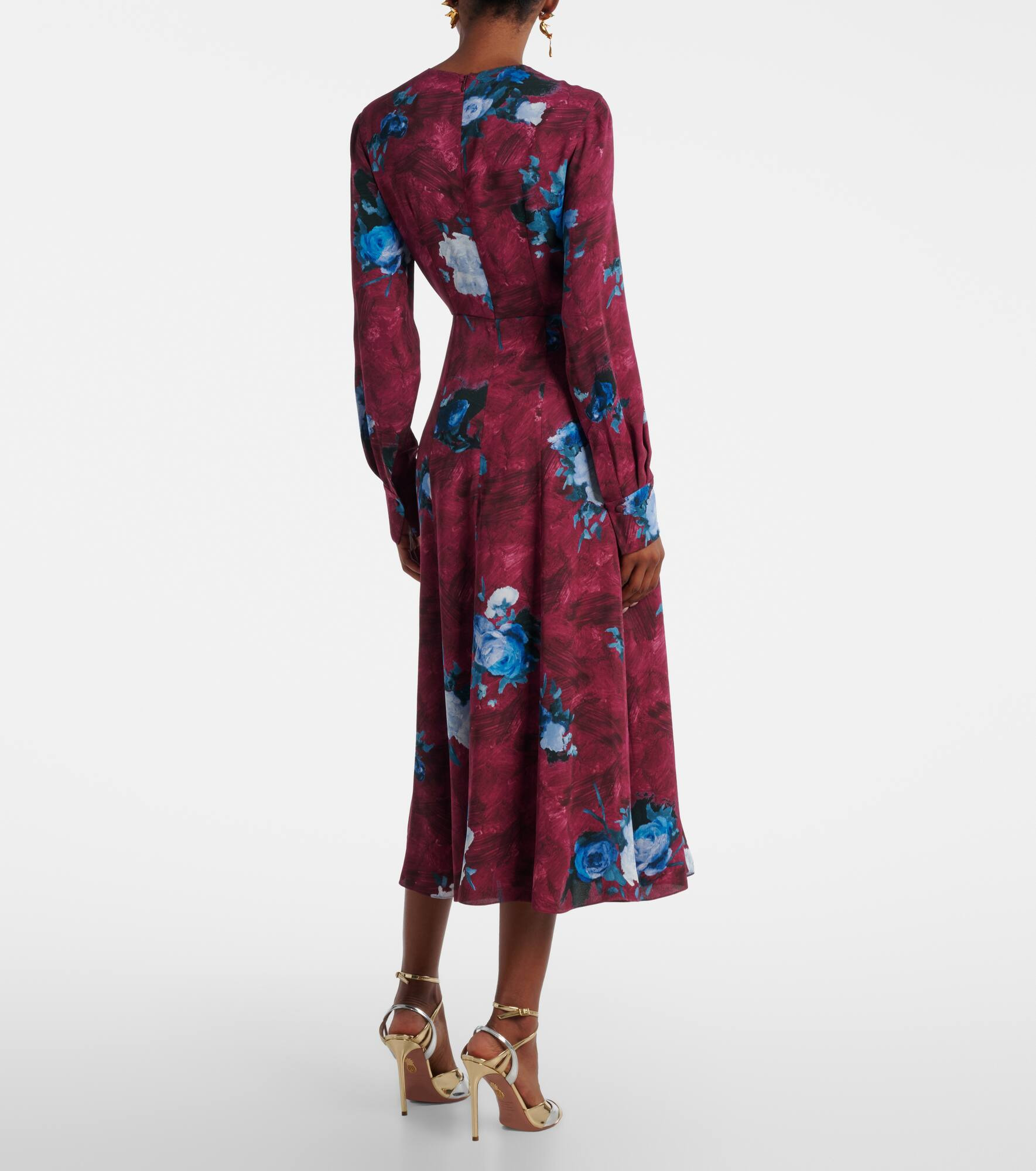 Floral crêpe midi dress - 3