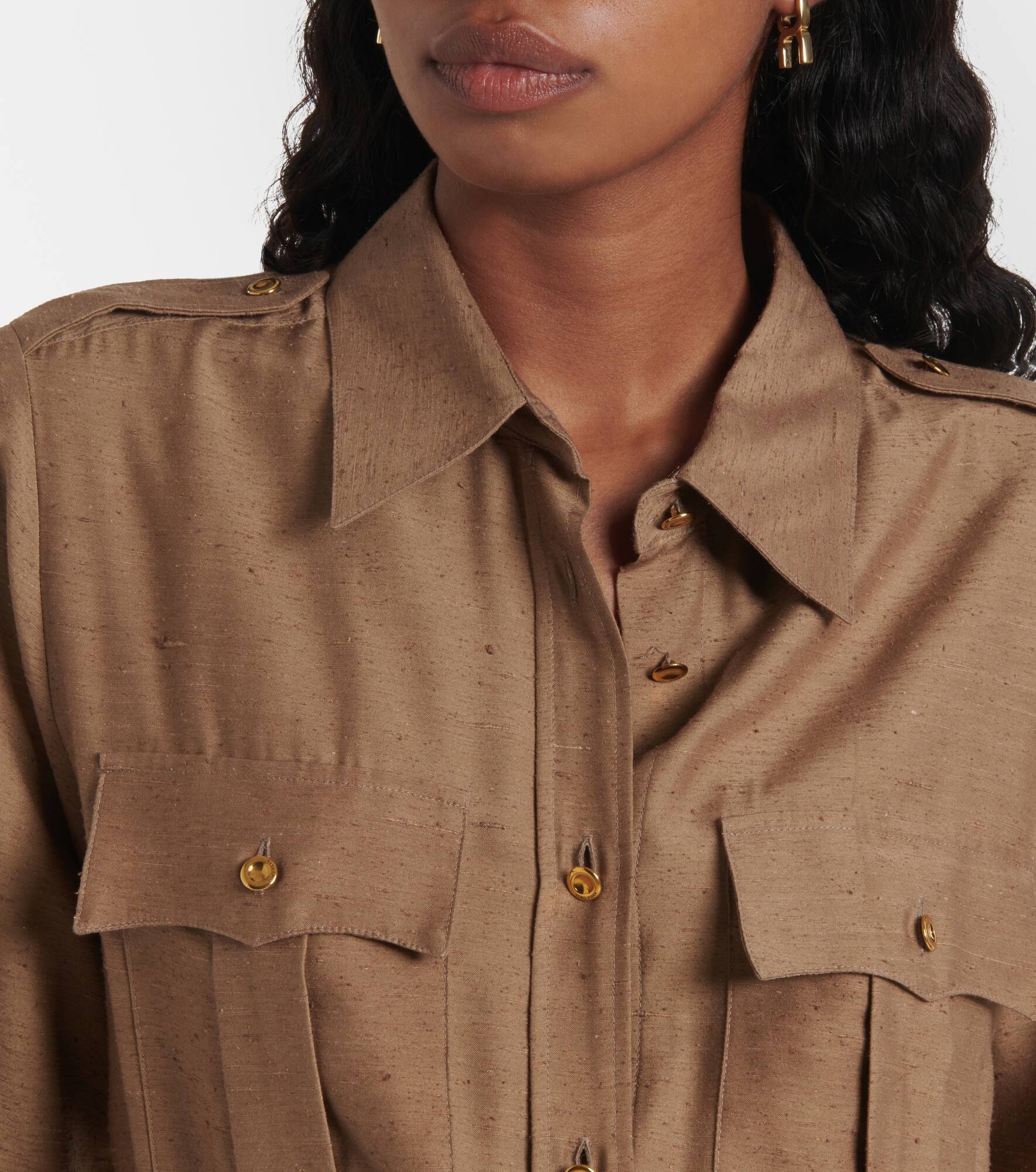 Lela asymmetrical silk shirt dress - 4