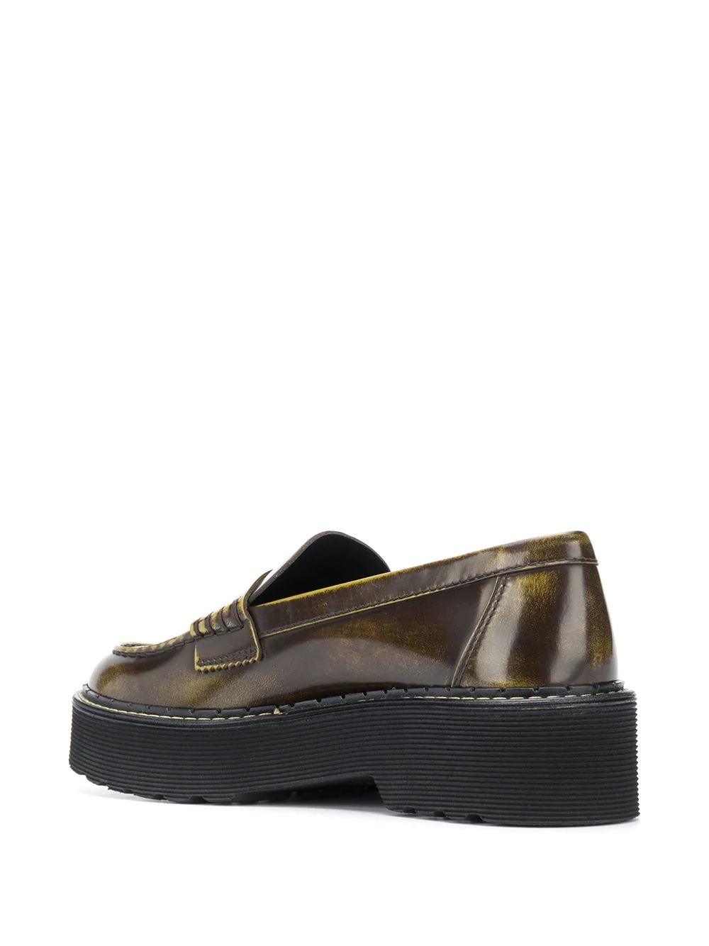 bleached effect leather loafers - 3