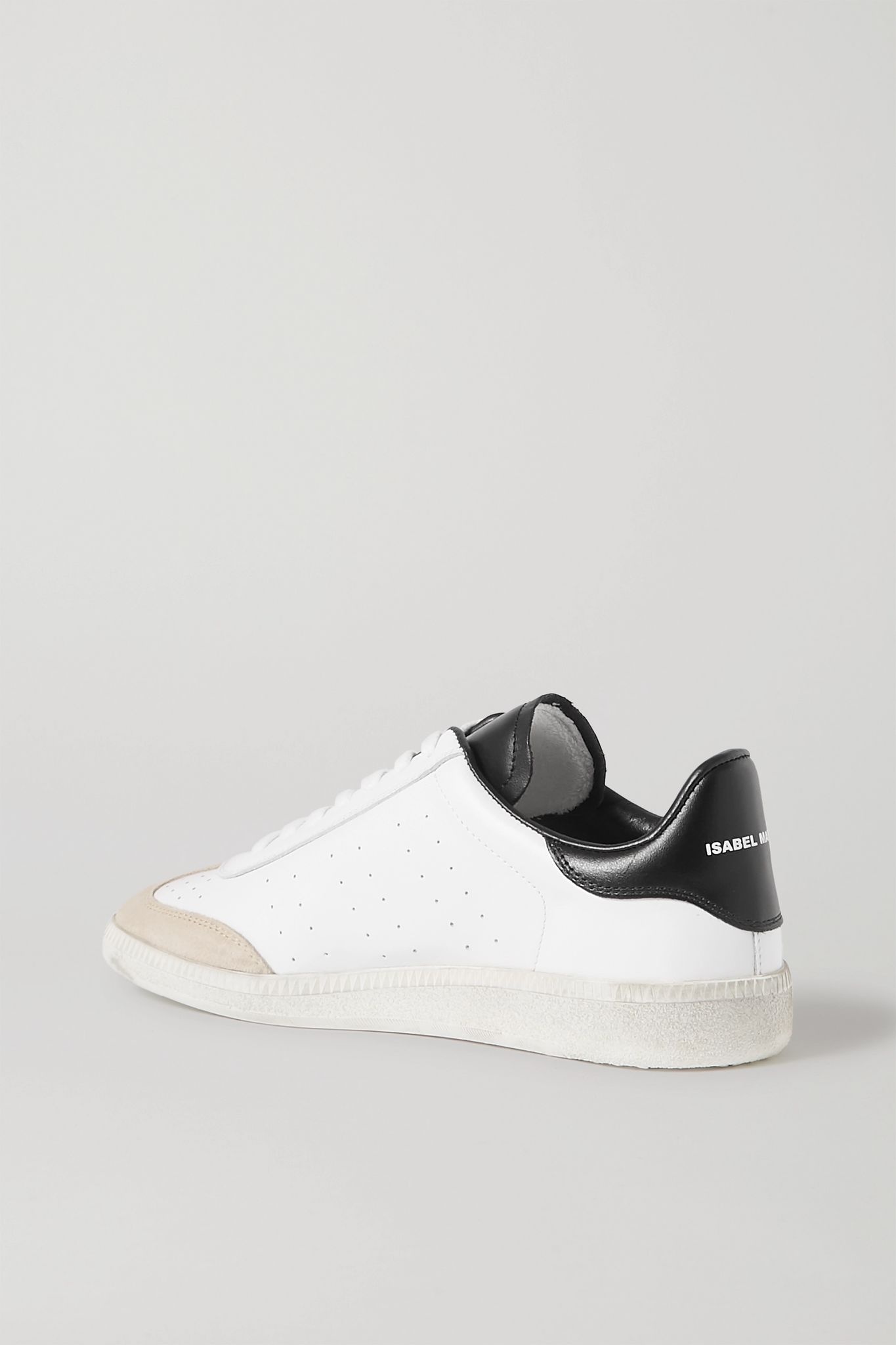 Bryce suede-trimmed perforated leather sneakers - 4