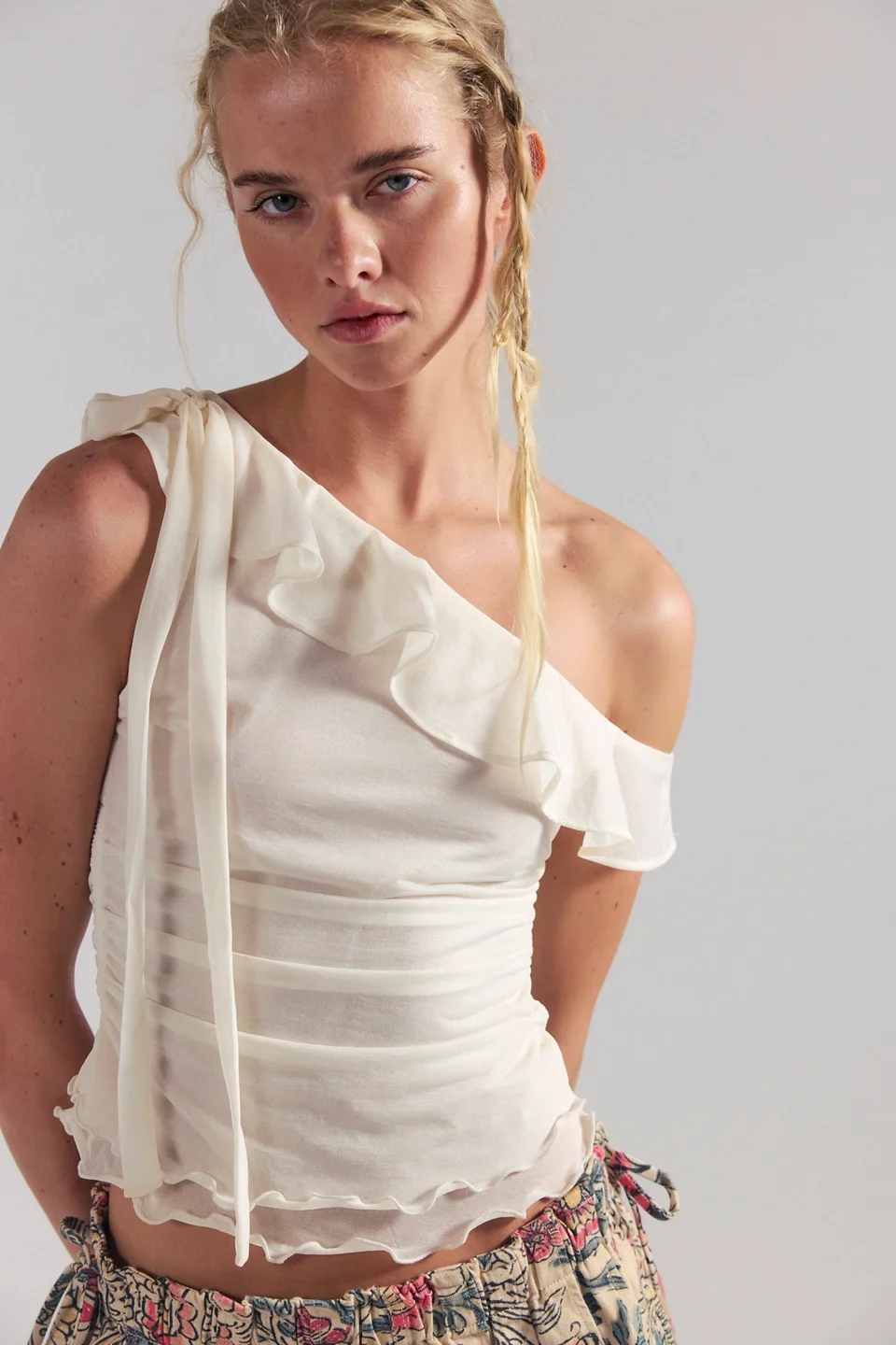 Isla Off-The-Shoulder Ruched Sleeveless Top - 1
