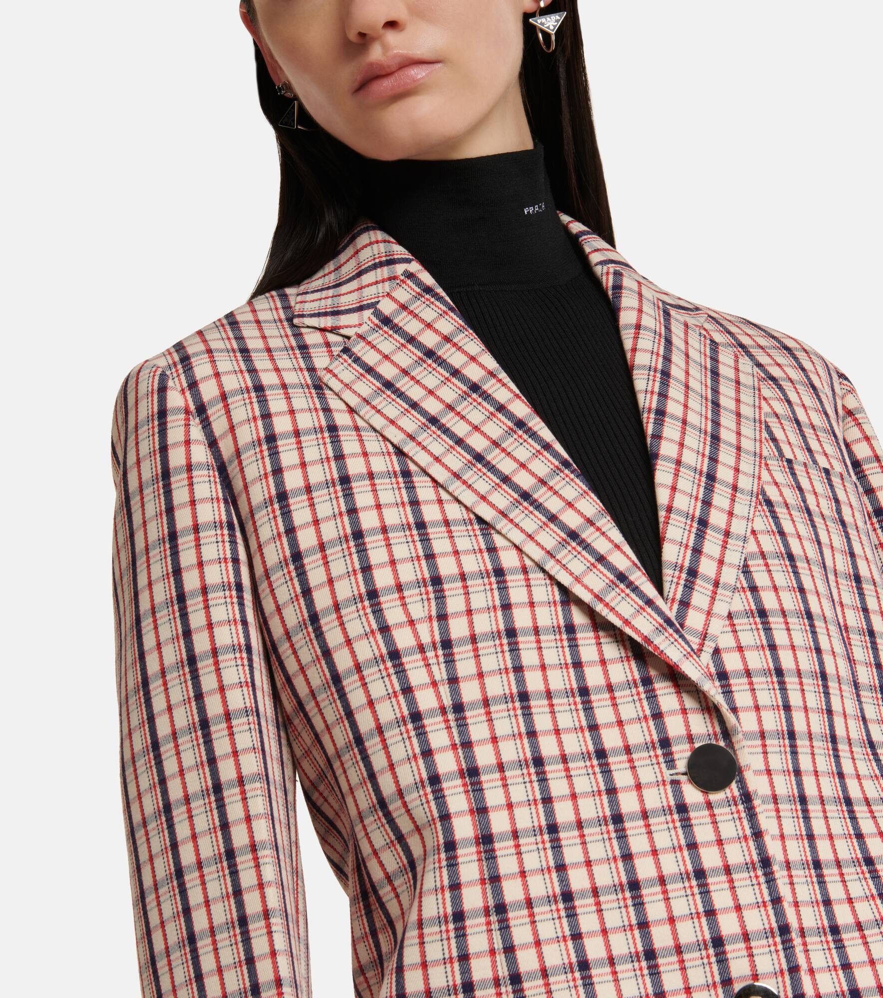Checked wool blazer - 4