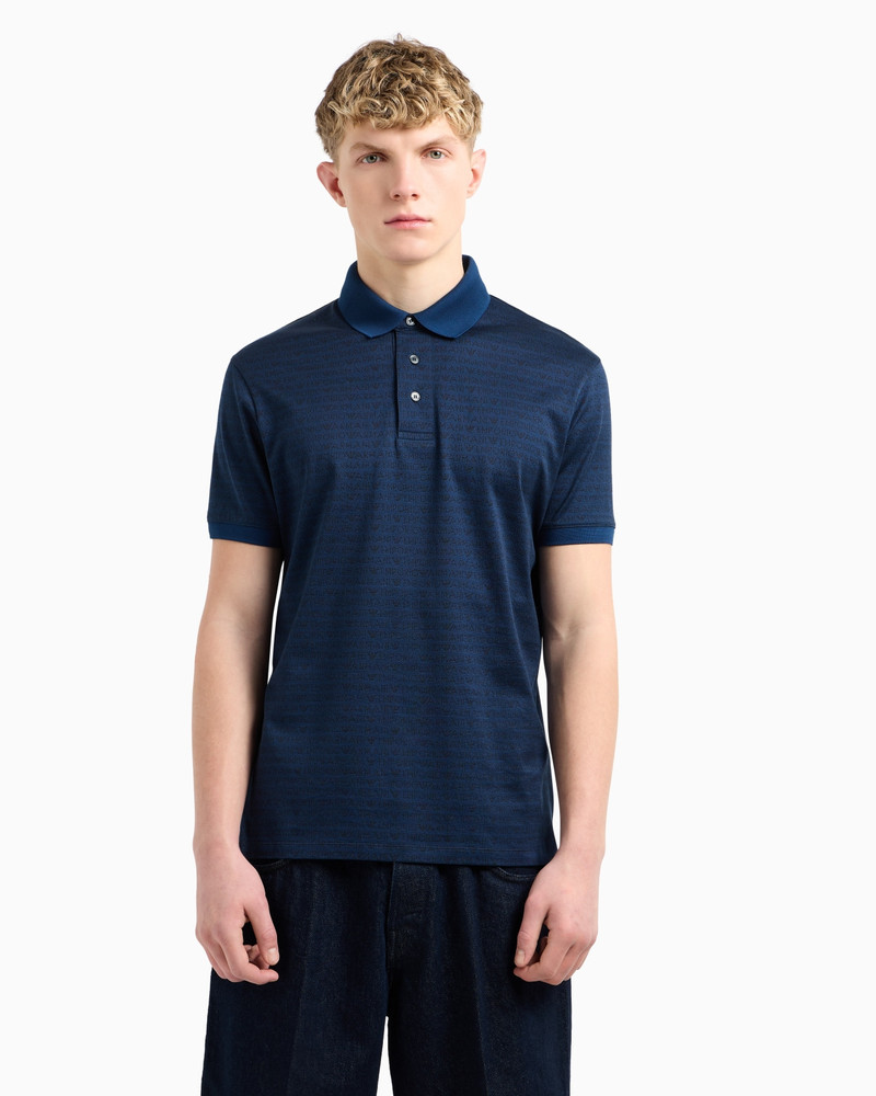 EMPORIO ARMANI JERSEY POLO SHIRT WITH ALL-OVER JACQUARD LETTERING outlook