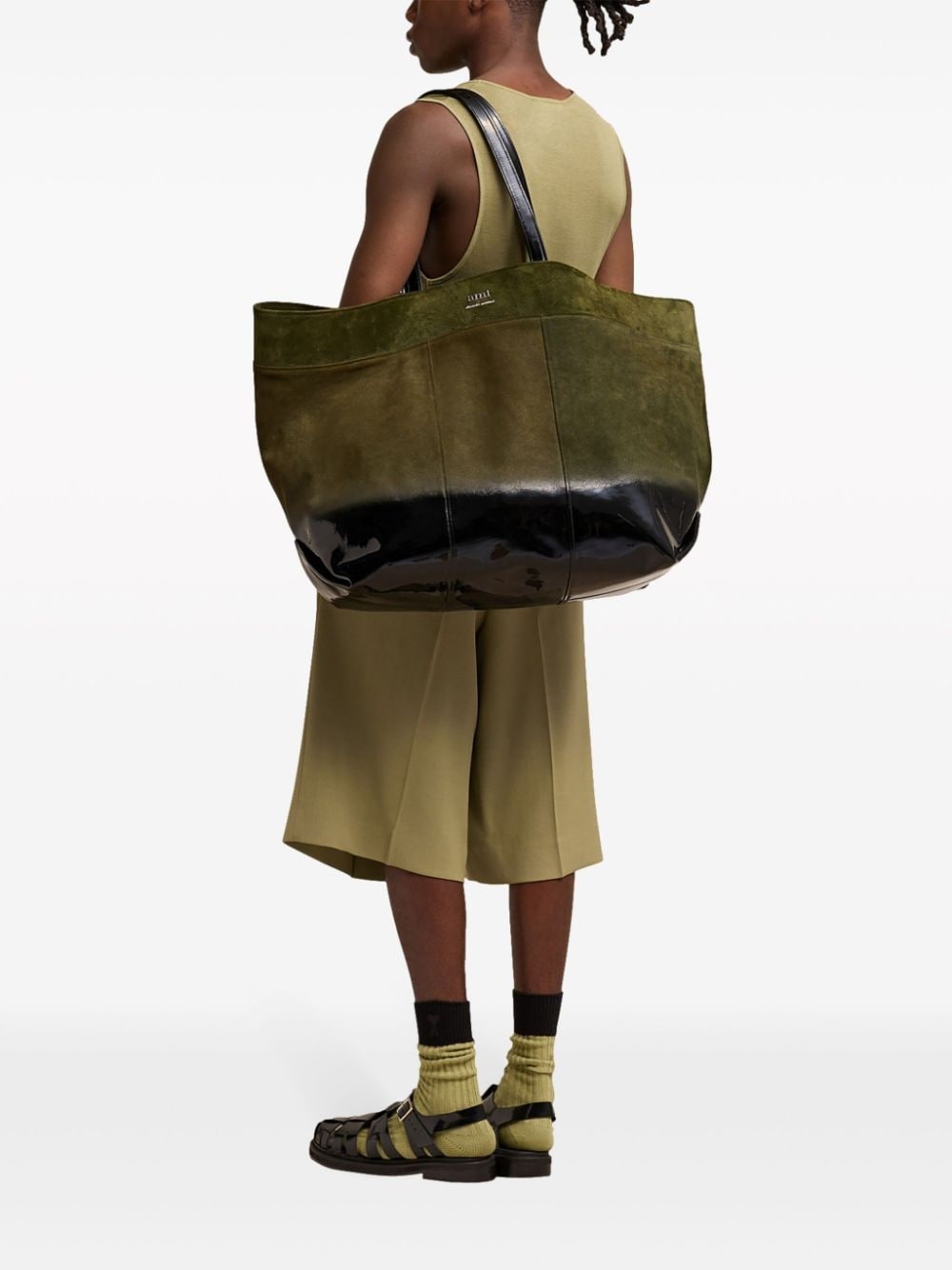 logo-plaque panelled tote bag - 2