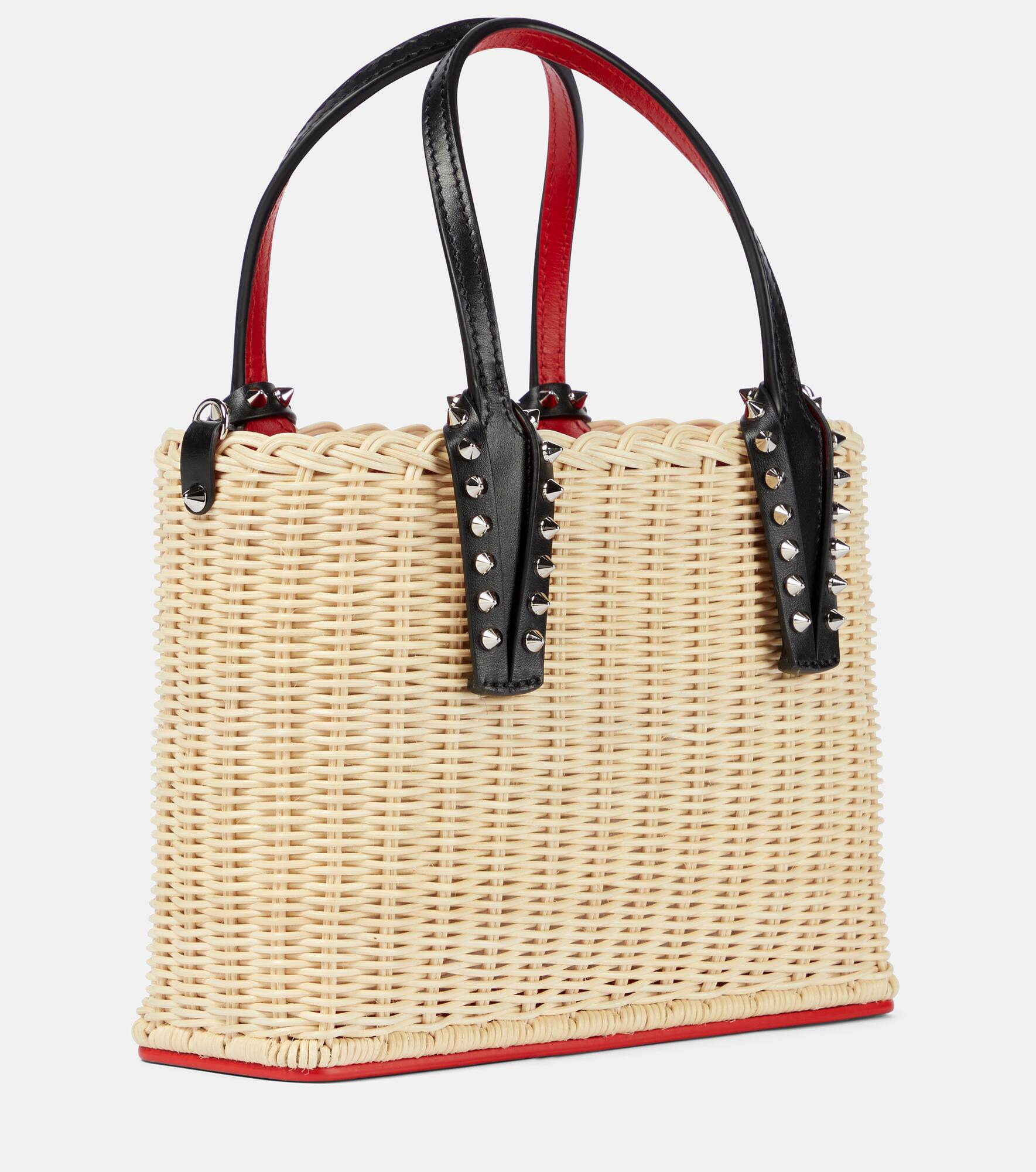 Cabata Small raffia and leather tote - 4