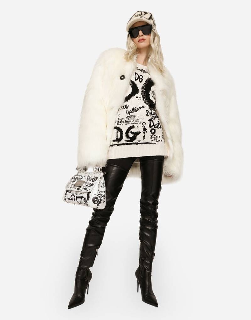 White fox-effect faux fur jacket 5