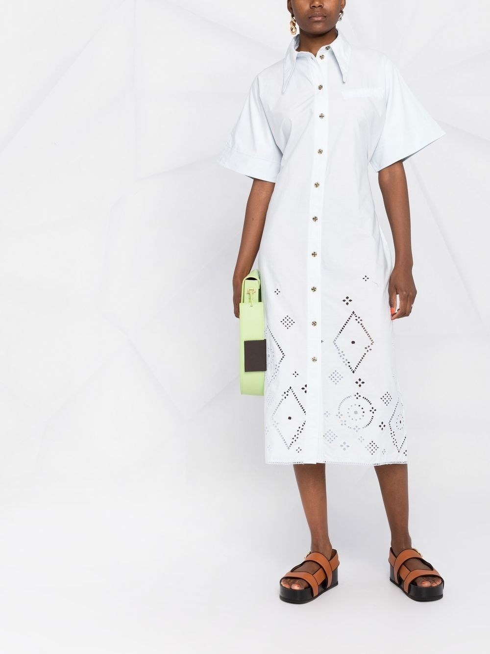 broderie anglaise midi shirt dress - 2
