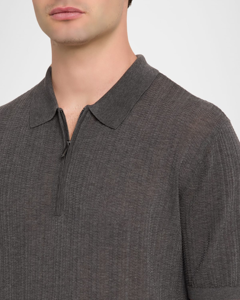 Men's Textured Short-Sleeve Zip Polo Sweater 5