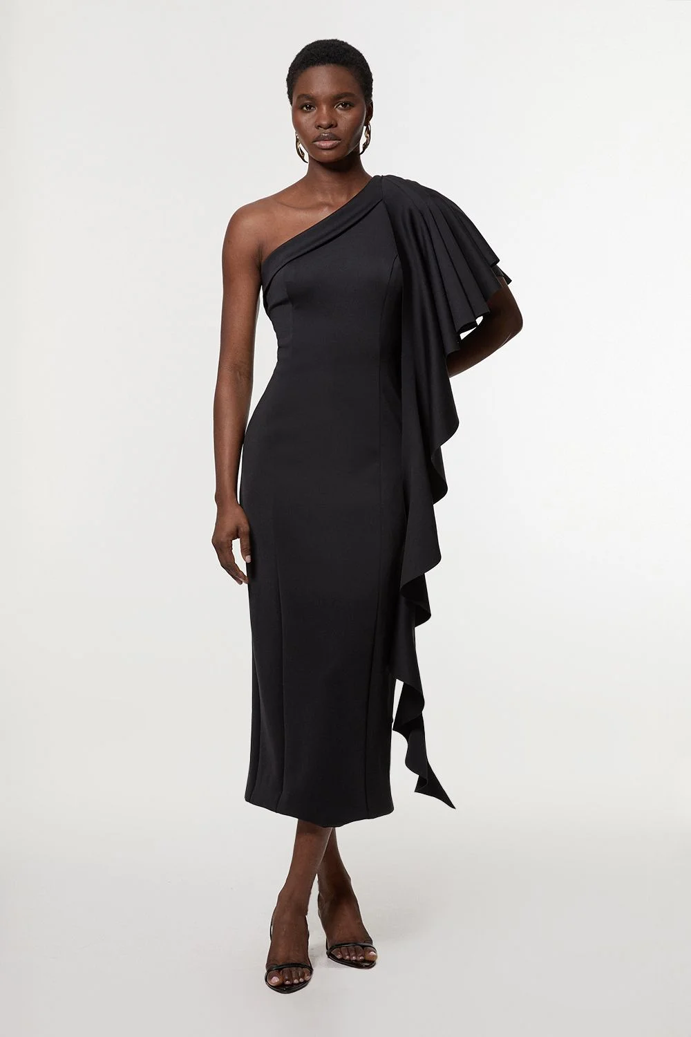 Scuba Drama Ruffle Woven Midi Dress - 1