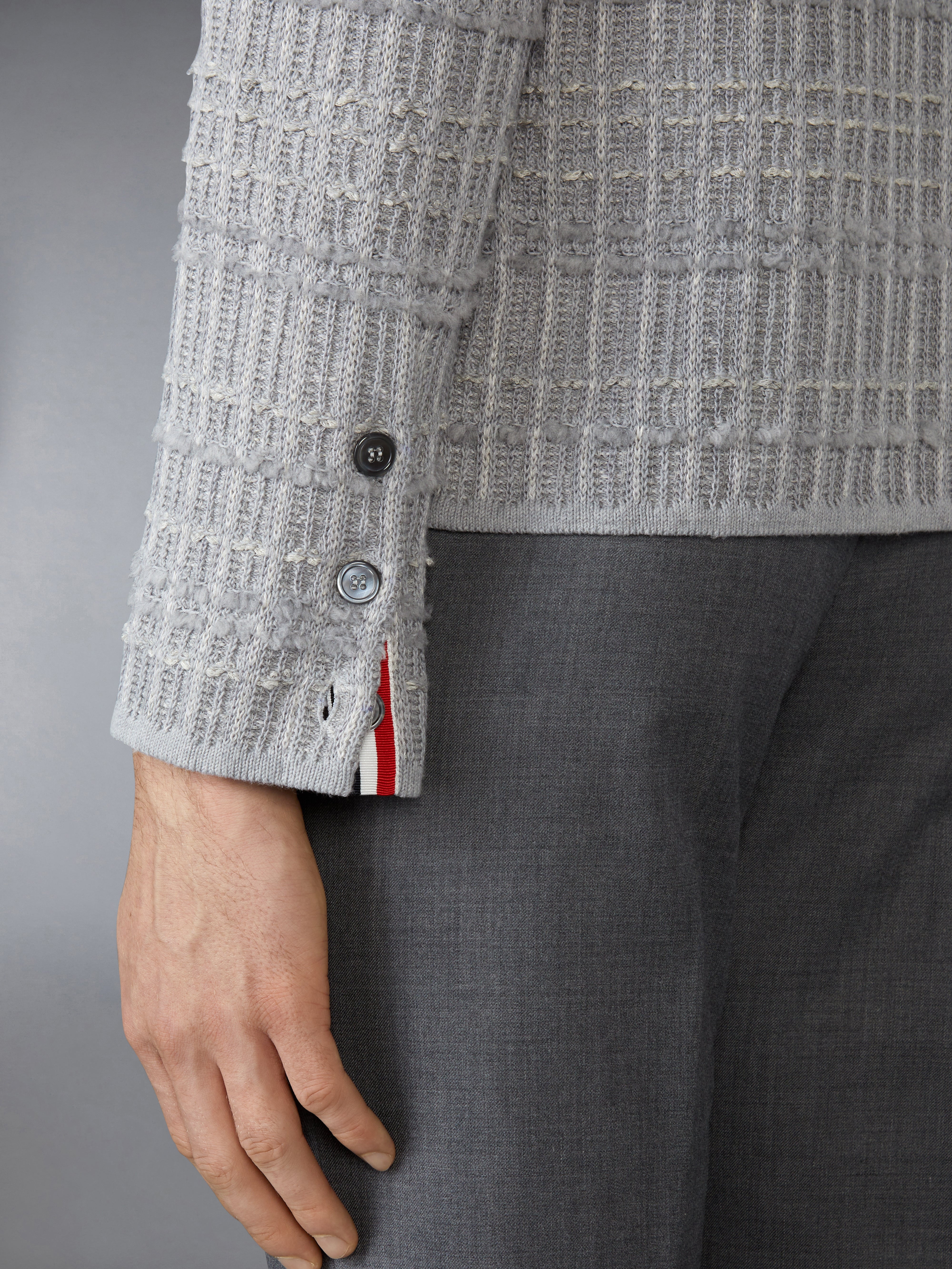SEERSUCKER KNIT TWEED JACQUARD 4-BAR CARDIGAN - 5