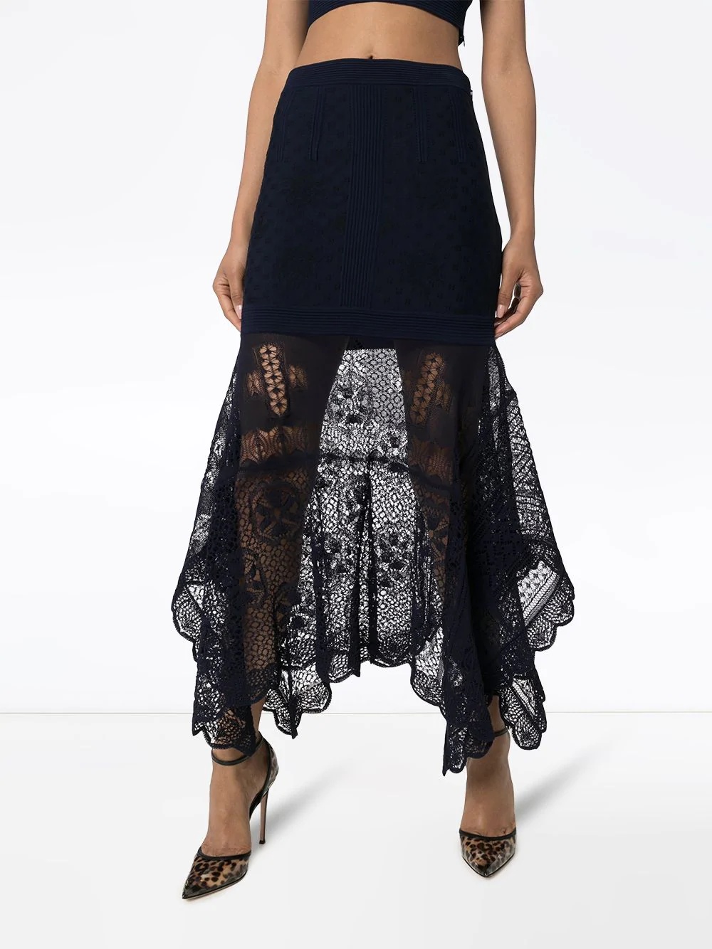 floral lace layered midi skirt - 3