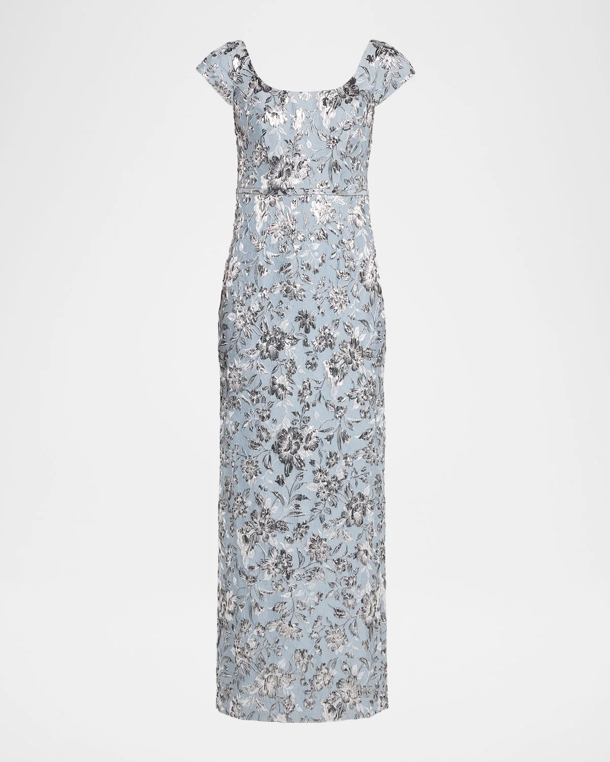 Metallic Floral Cloque Column Gown - 1