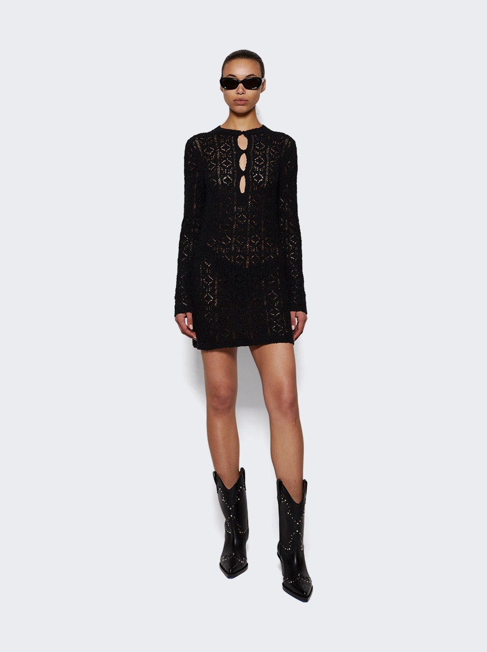 Evan Lace Stitch Dress Black - 2