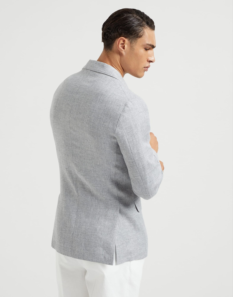 Brunello Cucinelli Linen, wool and silk diagonal deconstructed blazer outlook