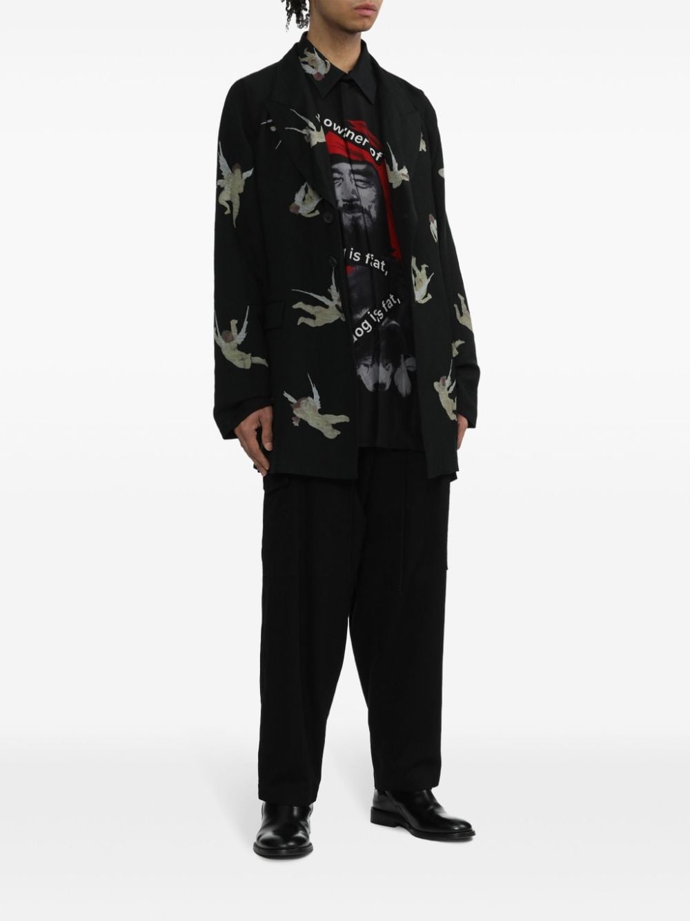 angel-print single-breasted blazer - 2