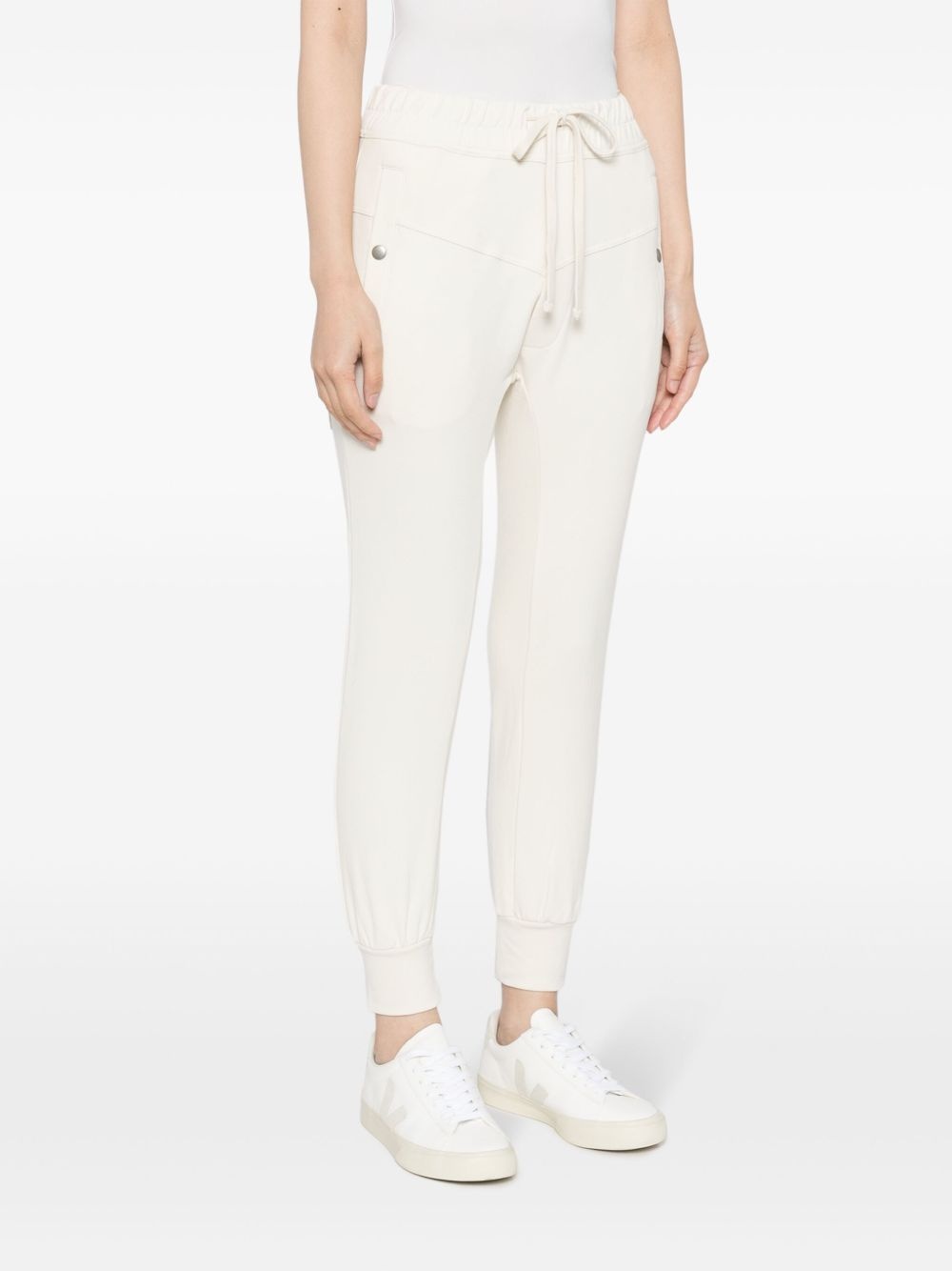 drawstring cotton-blend trousers - 3