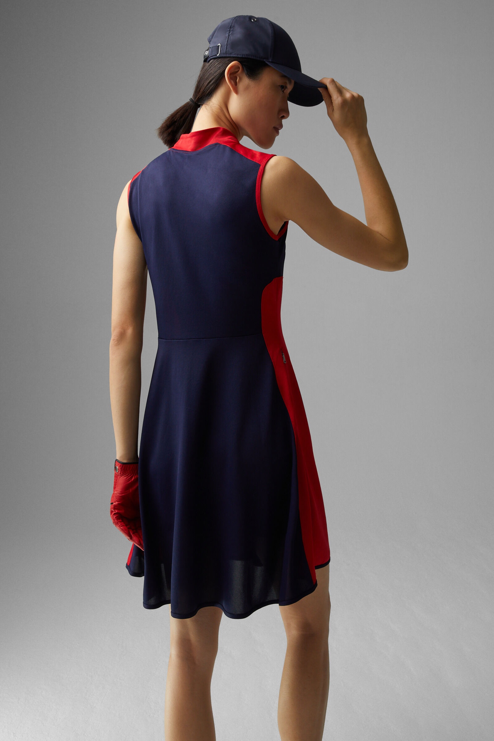 Carlotta Functional polo dress in Dark blue/Red - 3