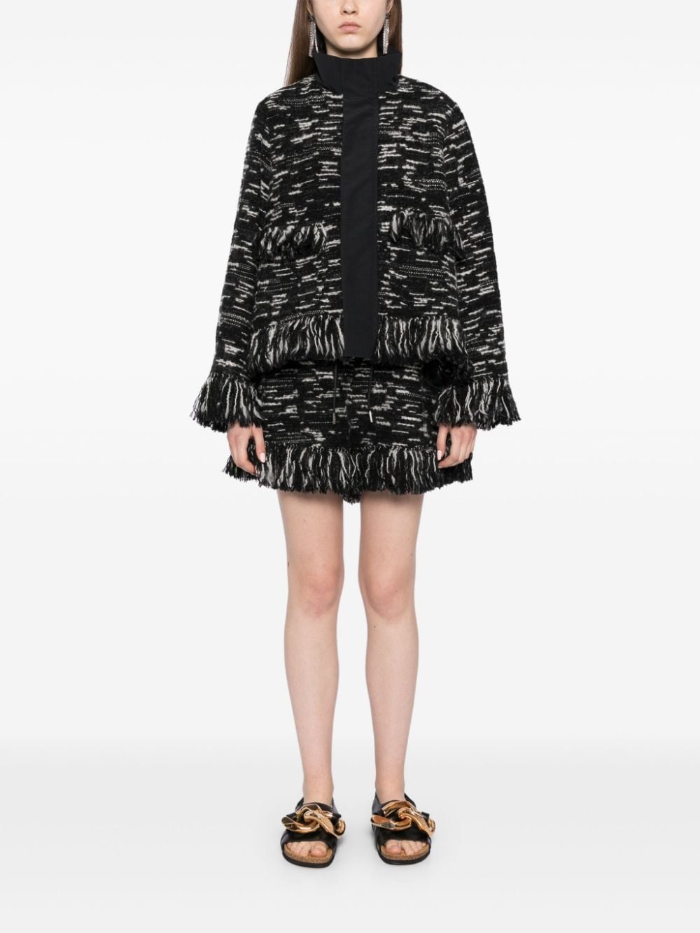 fringed-edge knitted jacket - 2