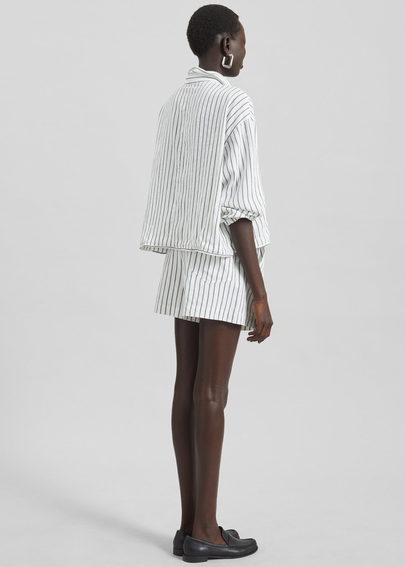 Manisa Mini Shorts - White/Black Stripe 9