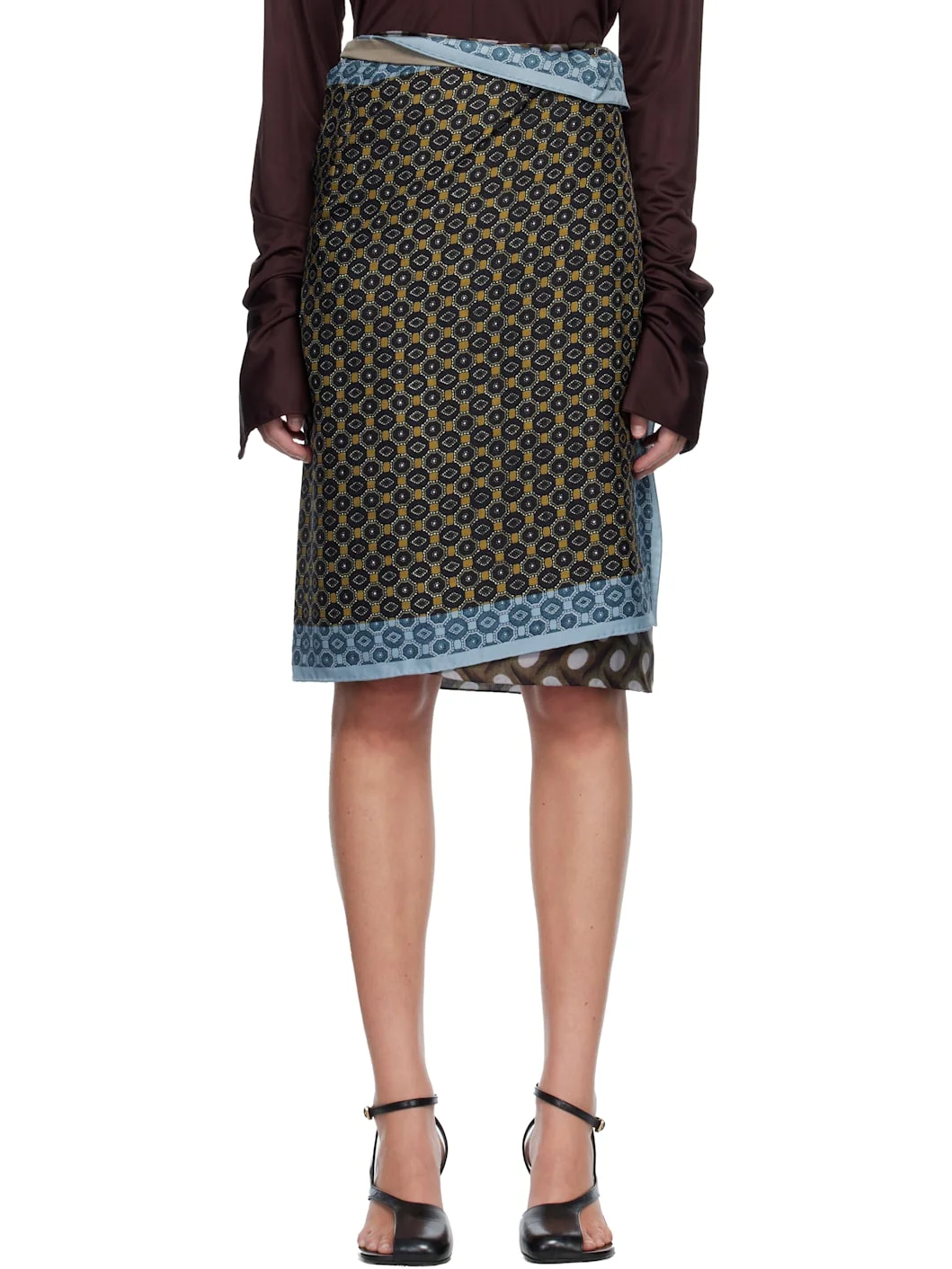 Multicolor Wrap Scarf Midi Skirt - 1