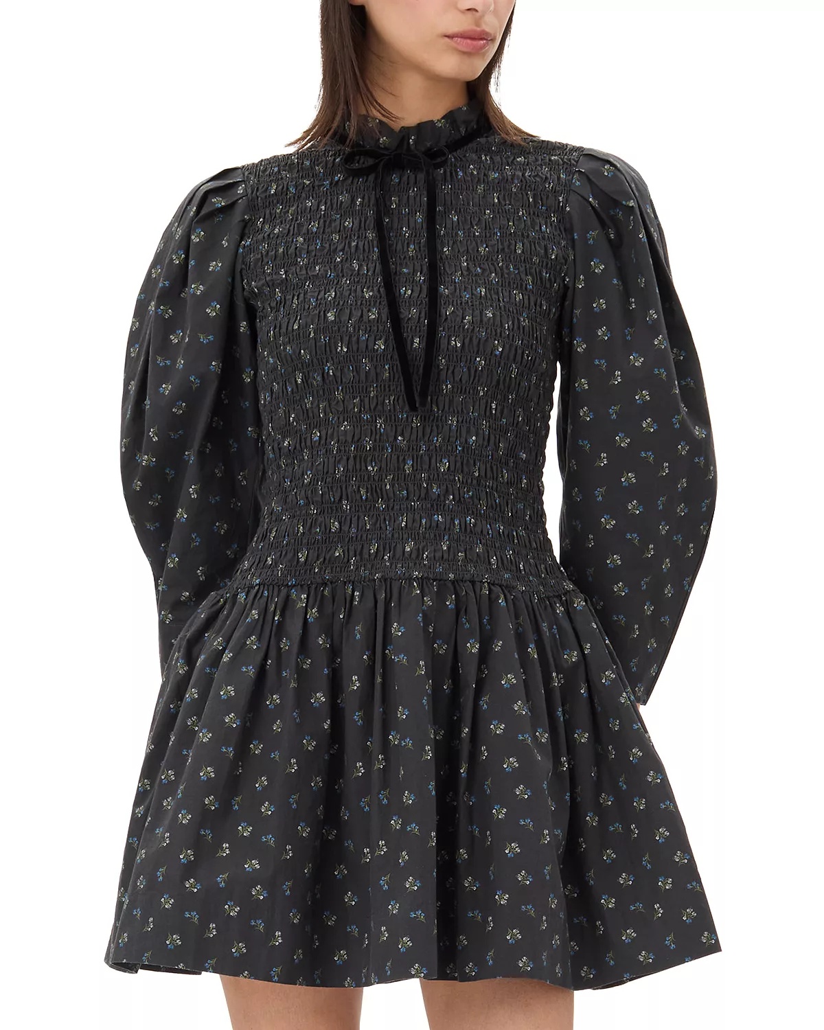 Printed Smocked Mini Dress - 1