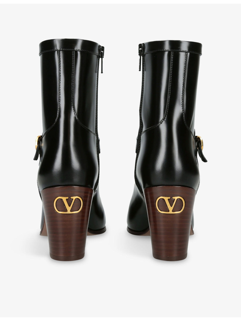 Valentino Pattie 75 Leather Heeled Ankle Boots outlook