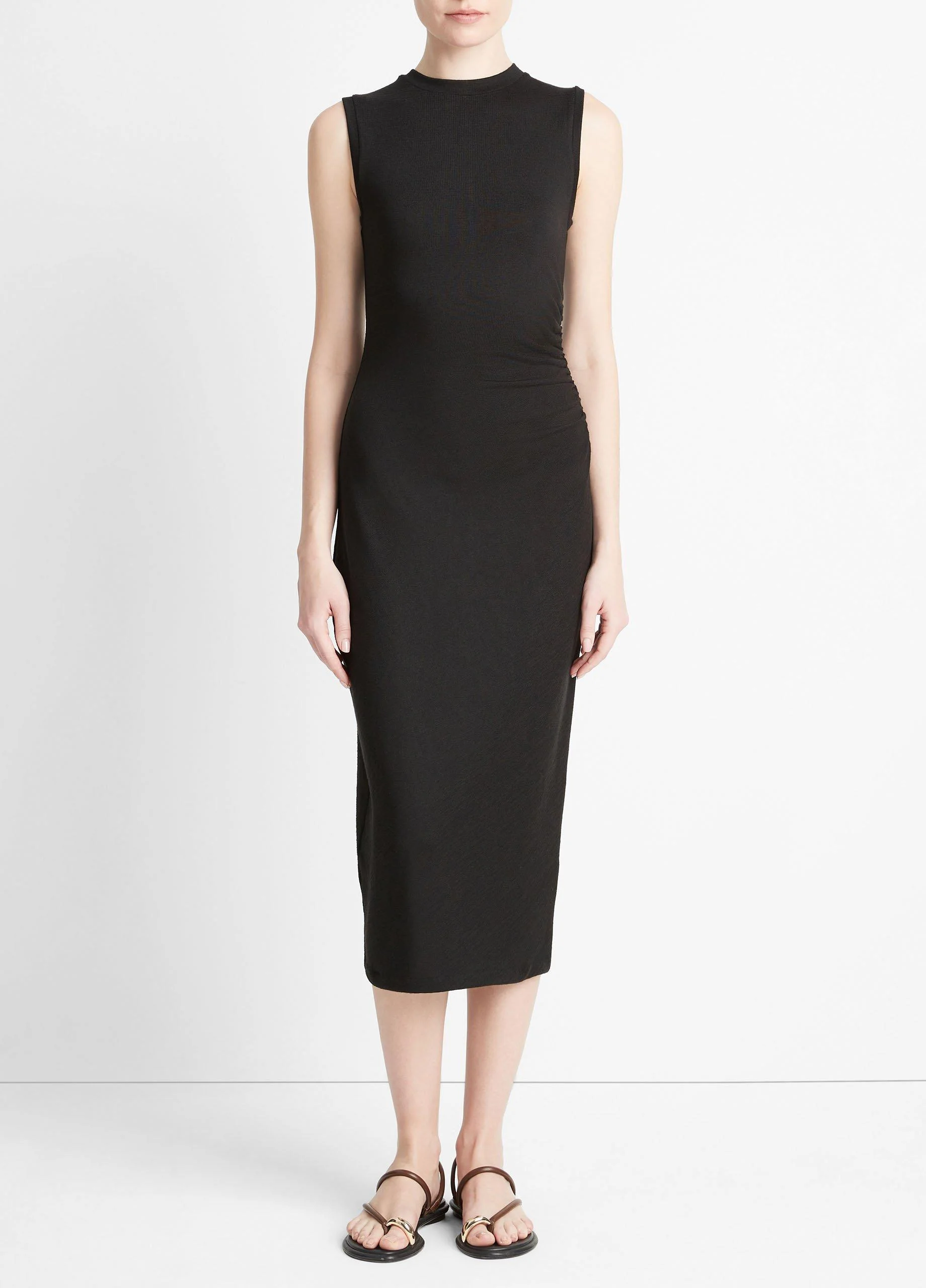 Sleeveless Gathered-Waist Dress - 1