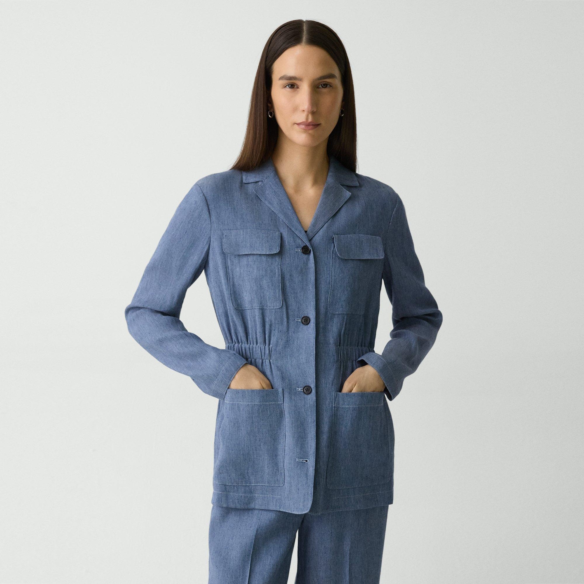 Cinched Jacket in Fluid Linen - 2