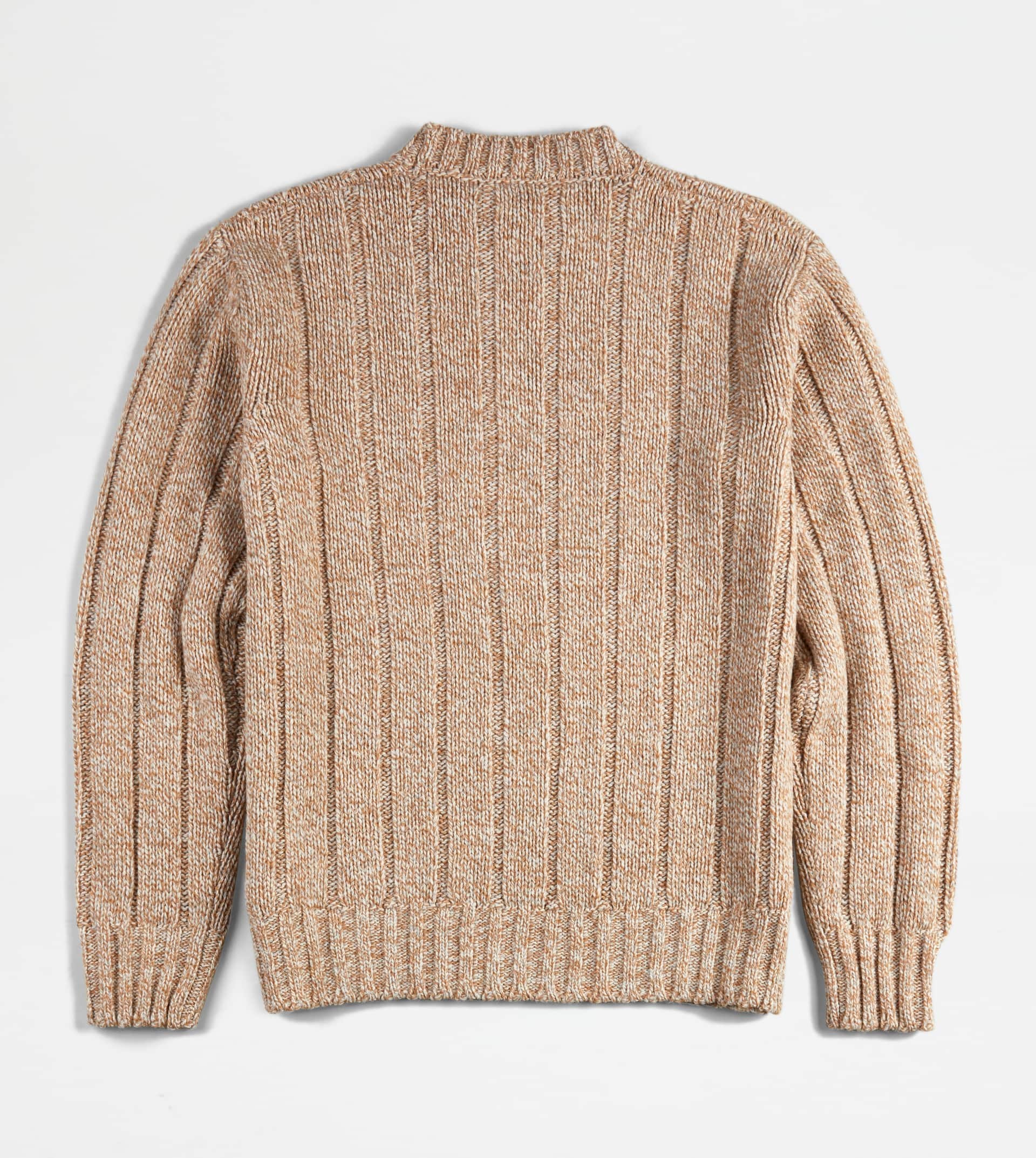 ROUND NECK JUMPER IN WOOL - WHITE, BEIGE - 6