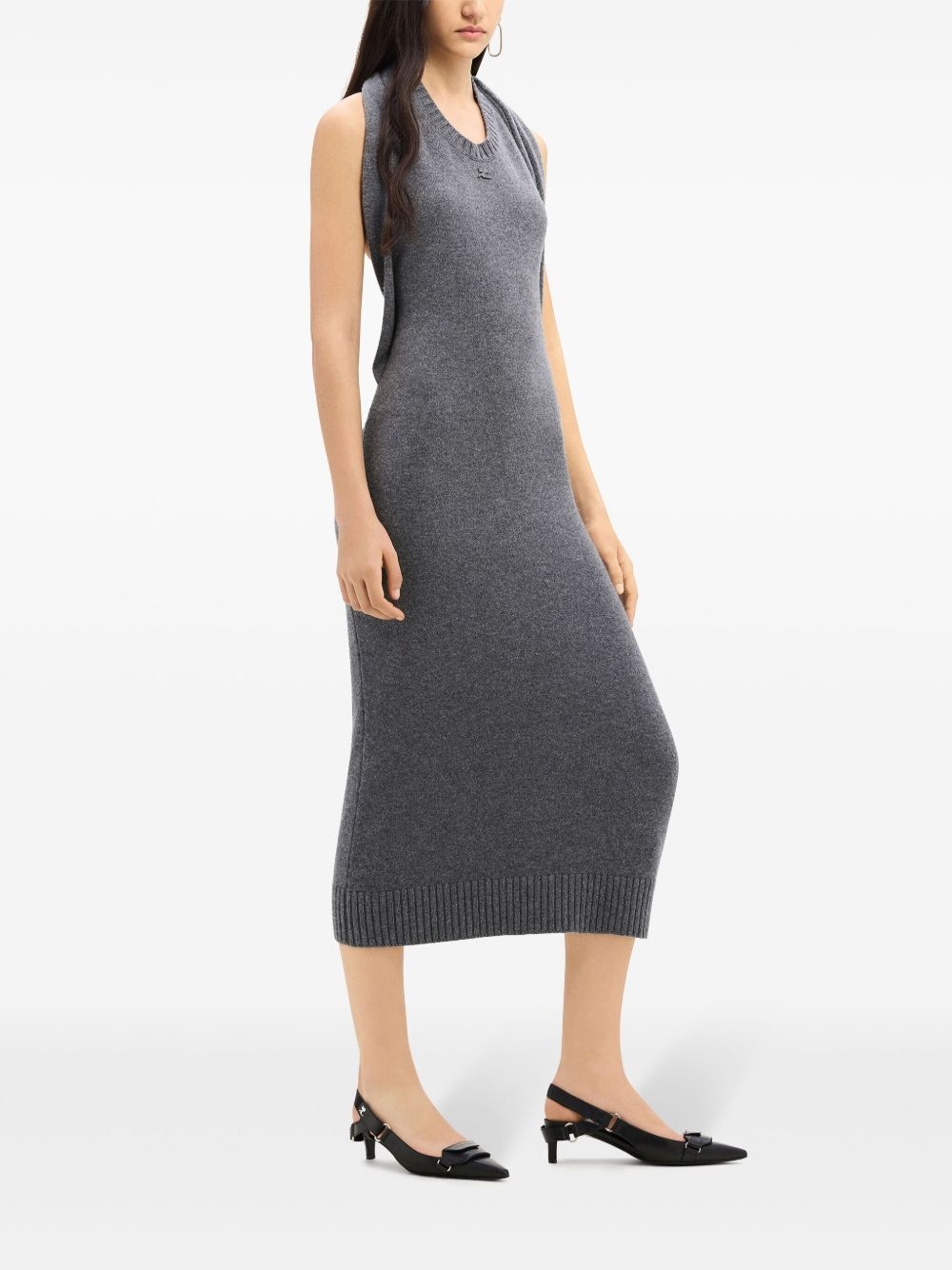 over the shoulder draped midi dress - 3