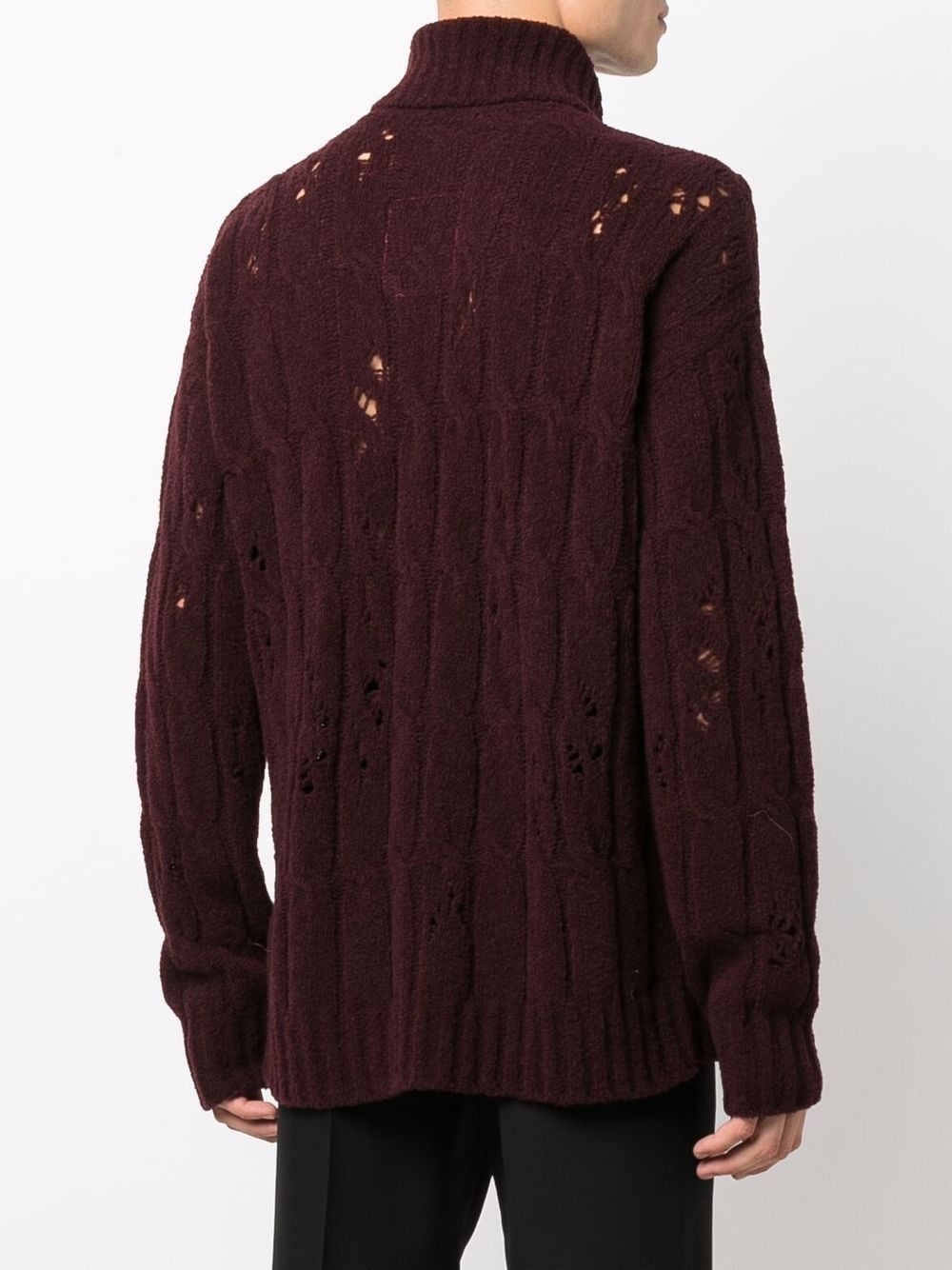 distressed cable knit jumper - 4