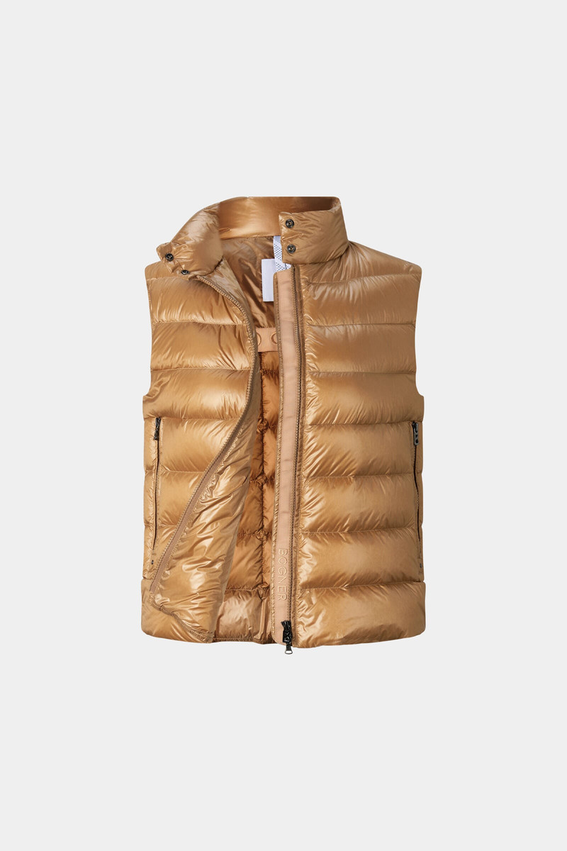 Milly Lightweight Down Vest in Camel 2