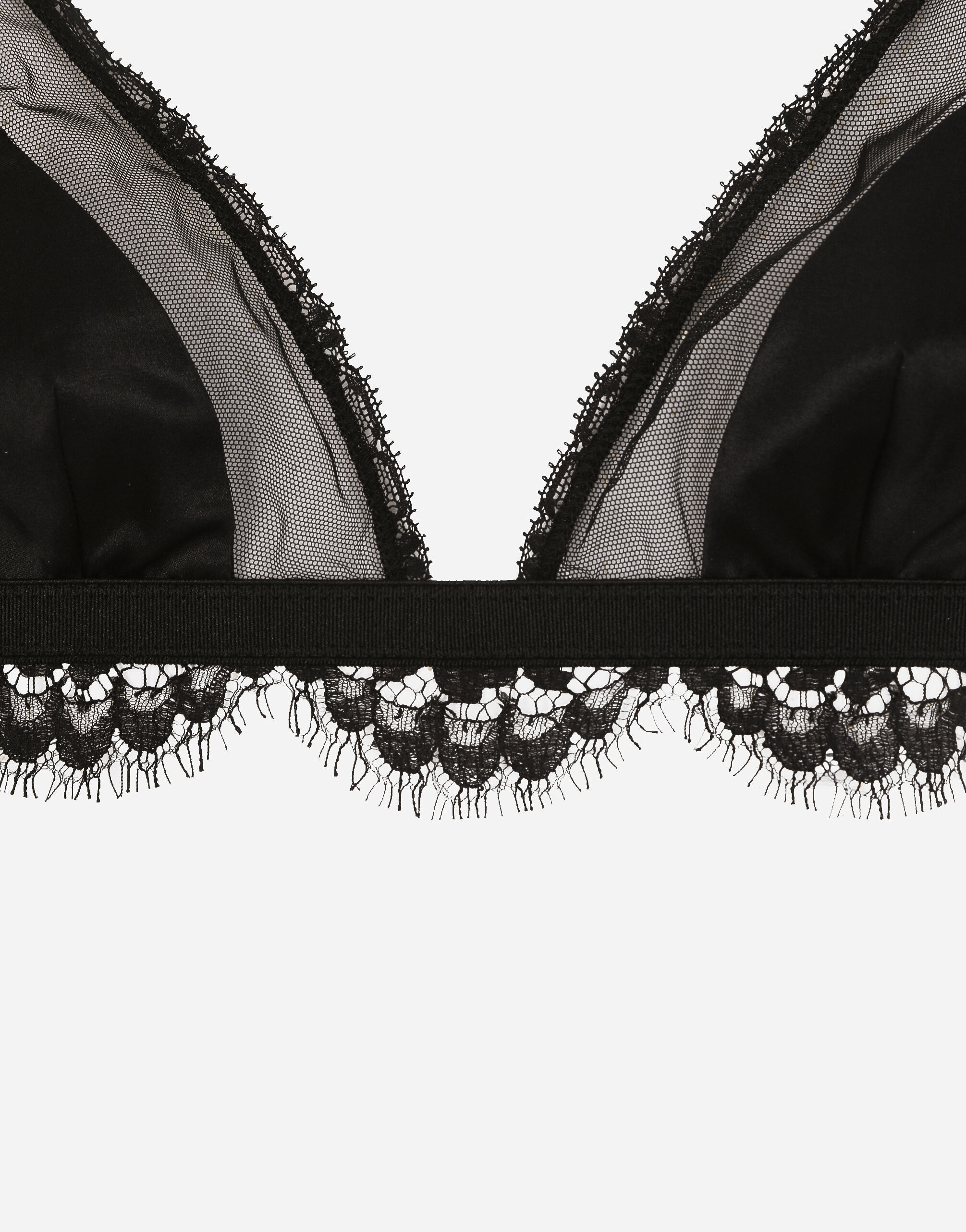 Satin, lace and tulle soft-cup triangle bra - 4