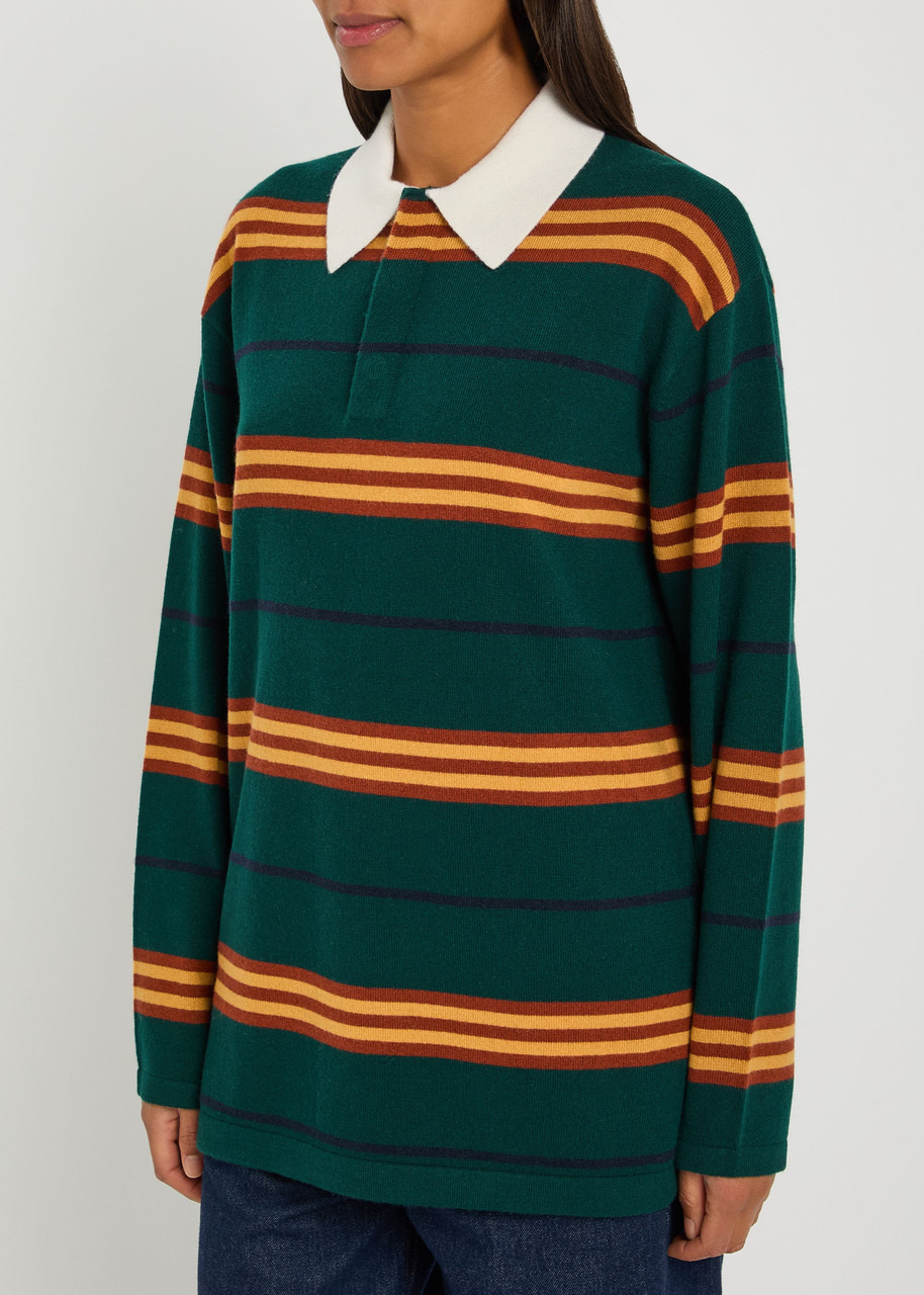 Guest In Residence Striped Cashmere Polo Jumper - 2