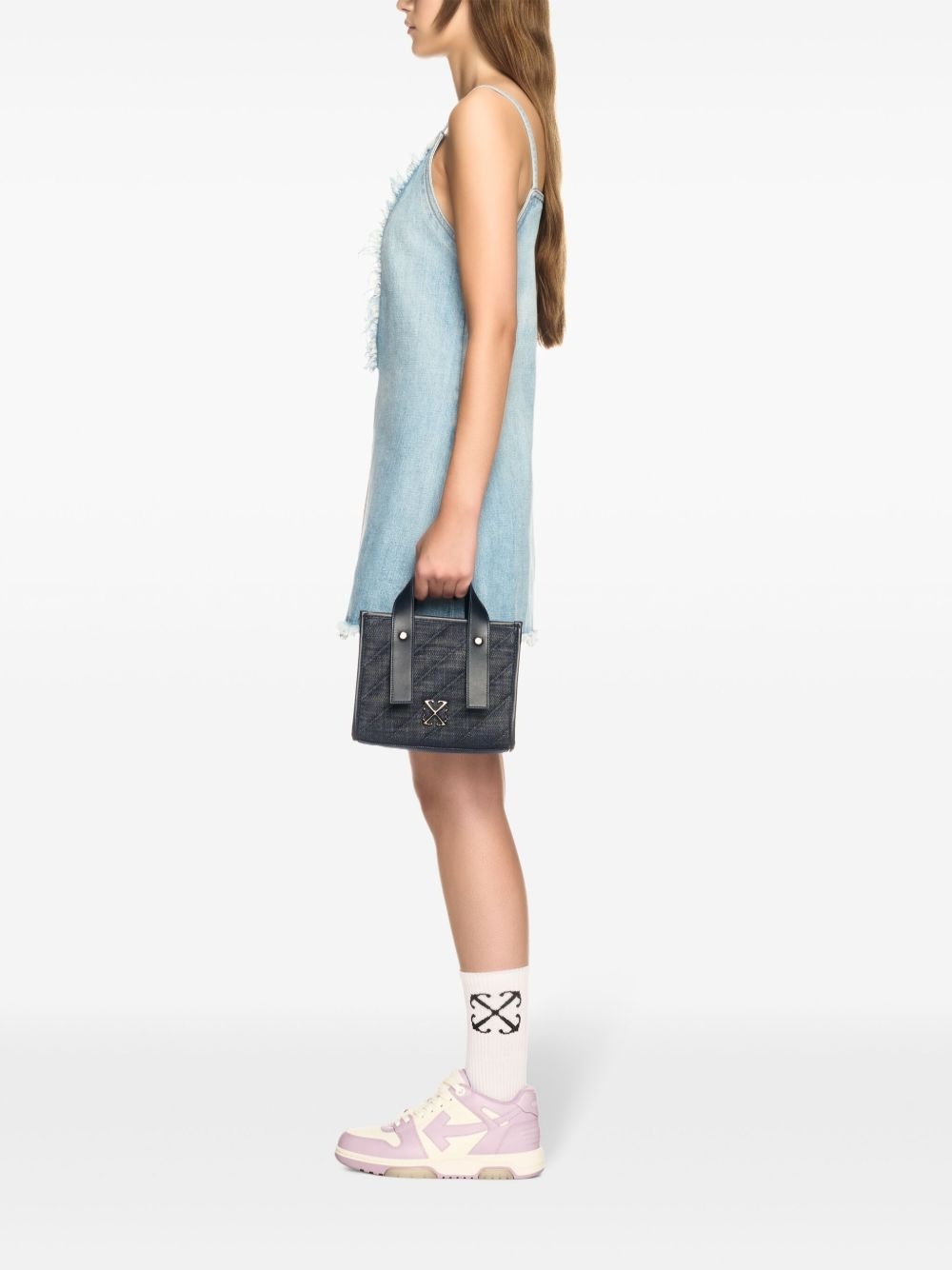 quilted denim tote bag - 2
