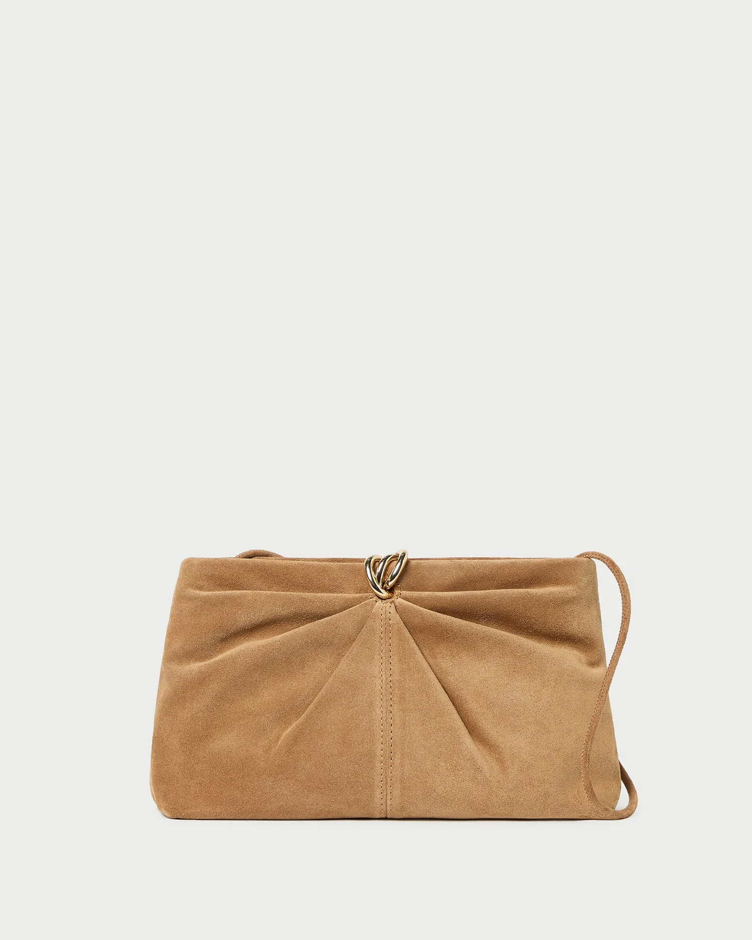 Corrine Toffee Suede Gathered Clutch - 1