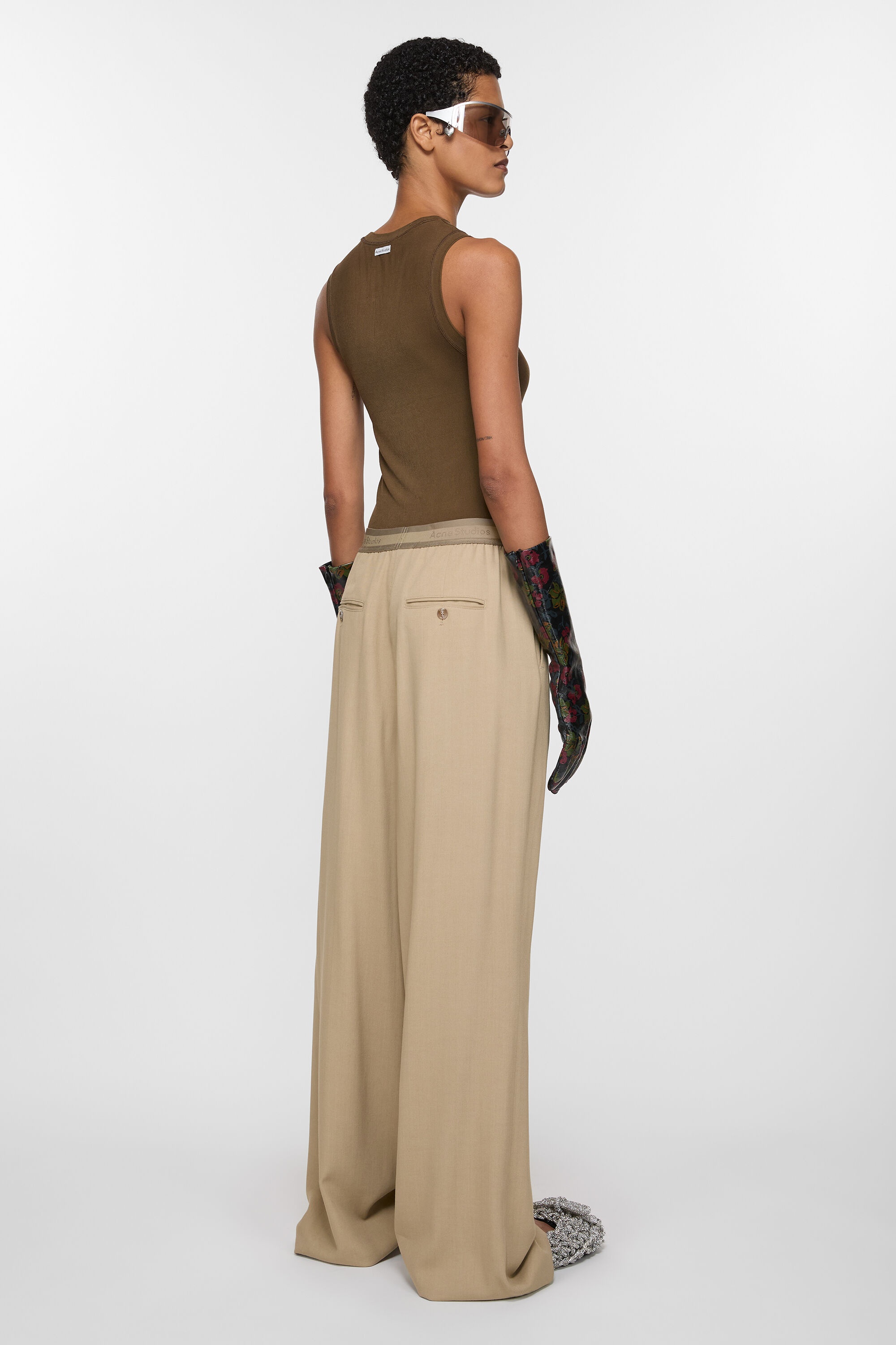 Logo tape trousers - Camel Beige - 3