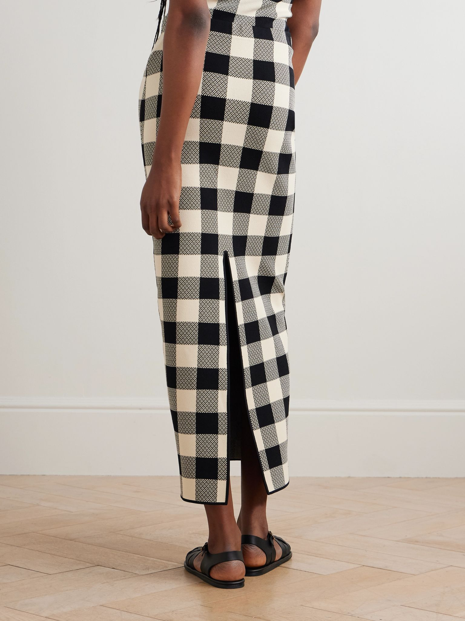 Pippa checked jacquard-knit maxi skirt Multi - 3