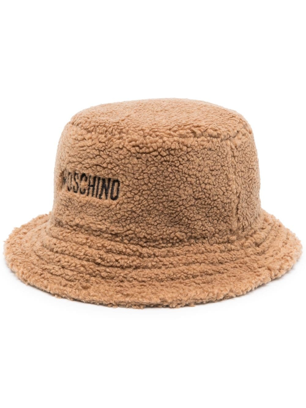 embroidered-logo faux-shearling bucket hat - 1